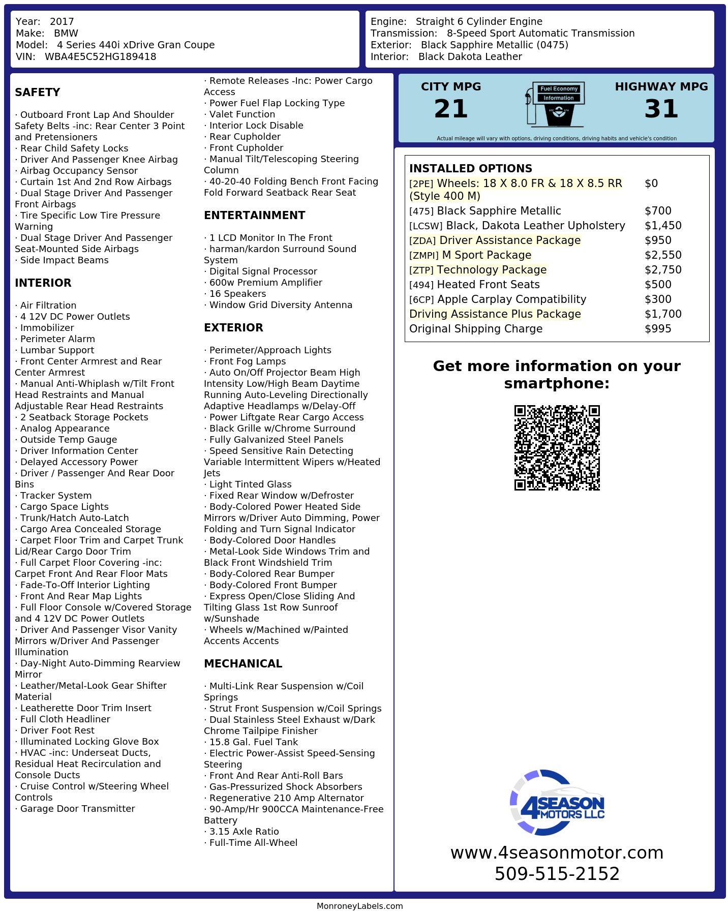 Monroney Label