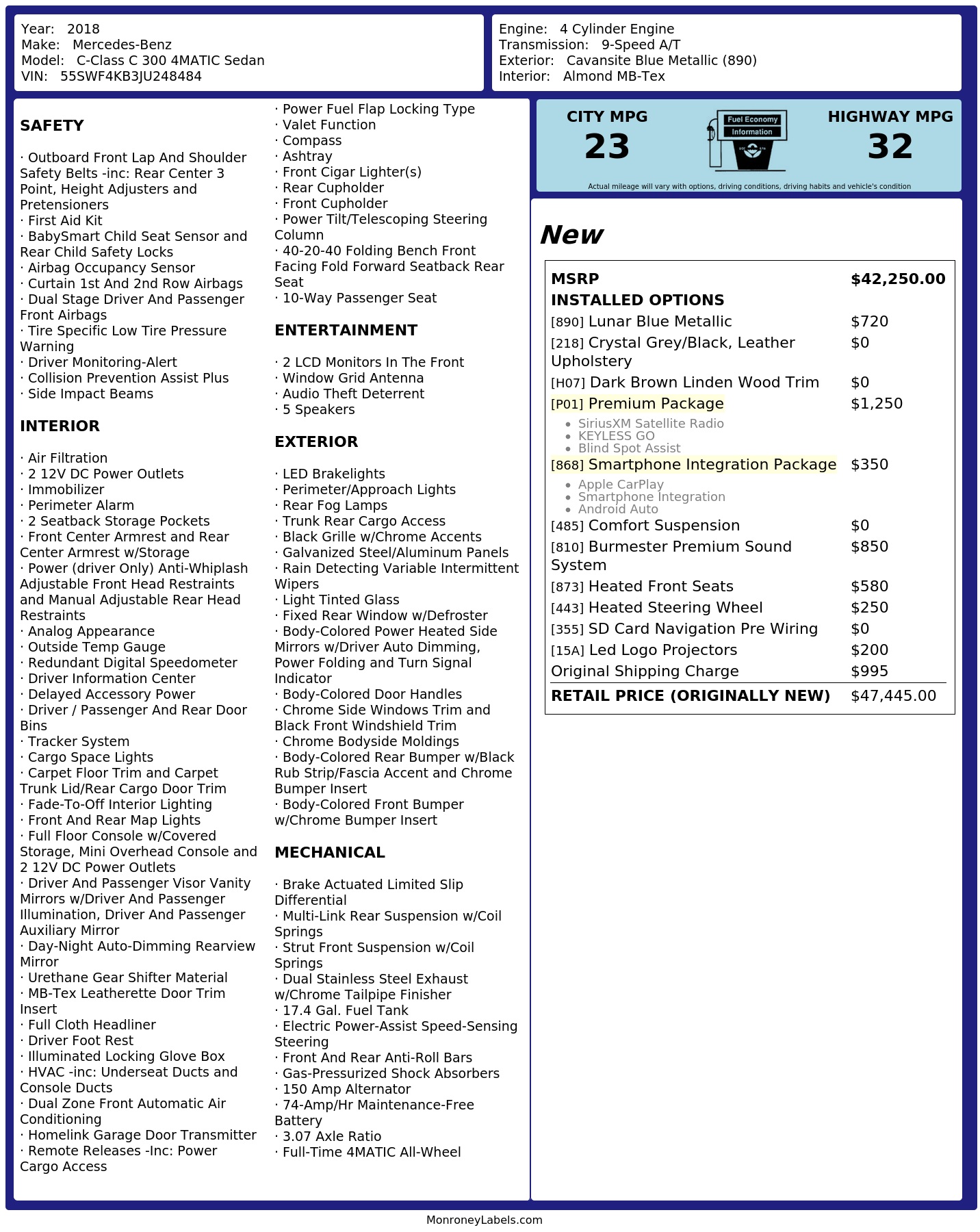 Monroney Label