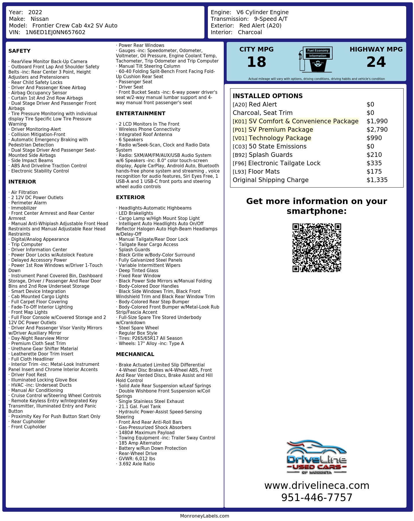 Monroney Label
