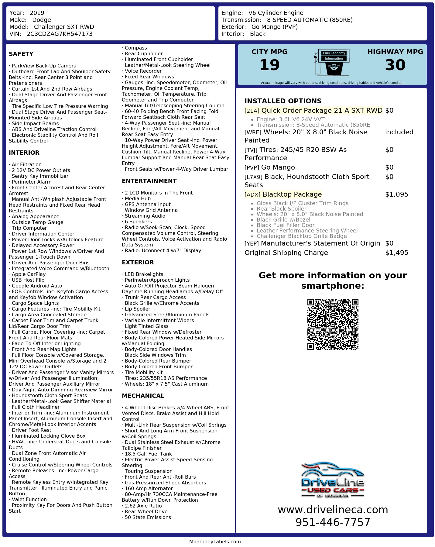 Monroney Label