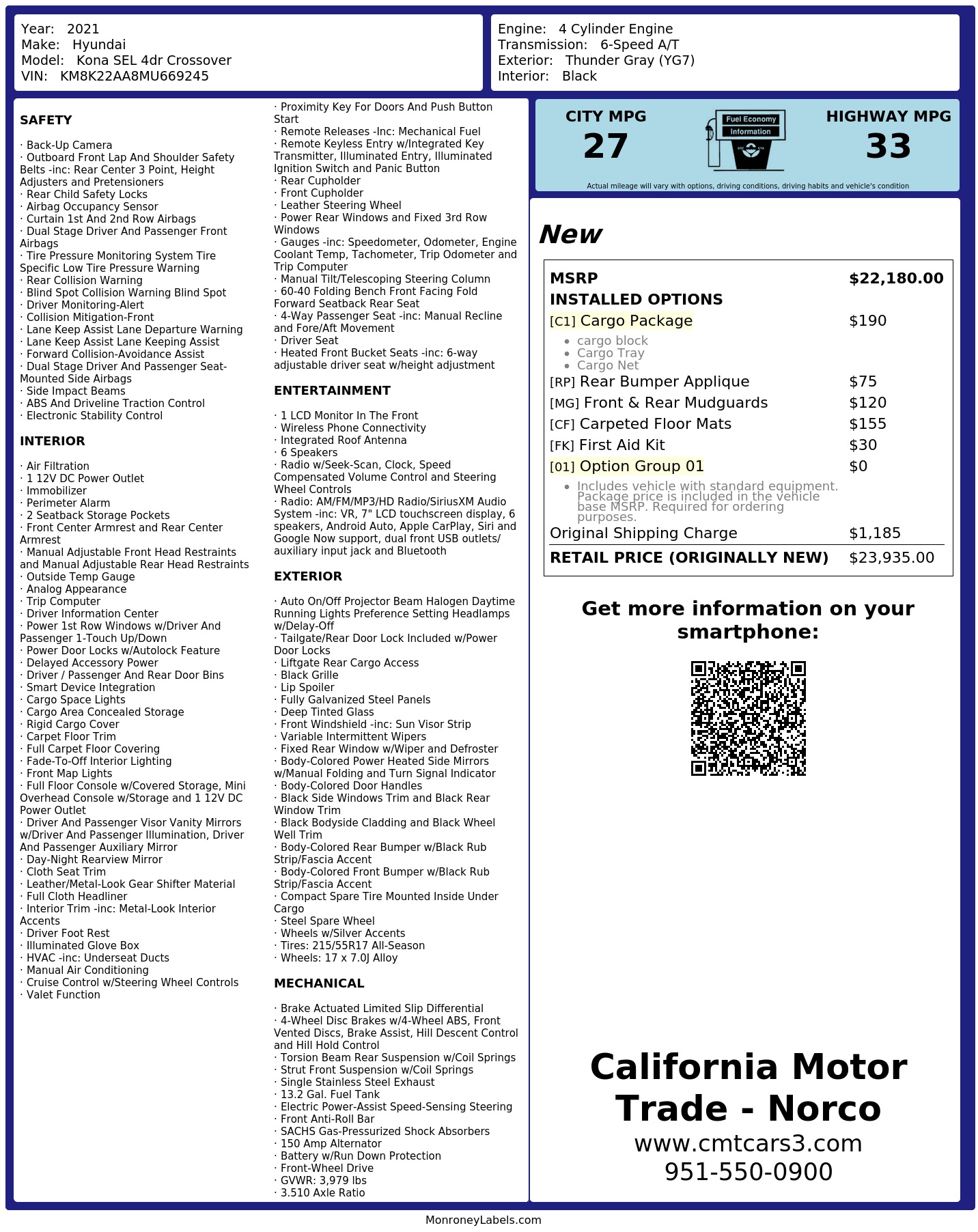 Monroney Label