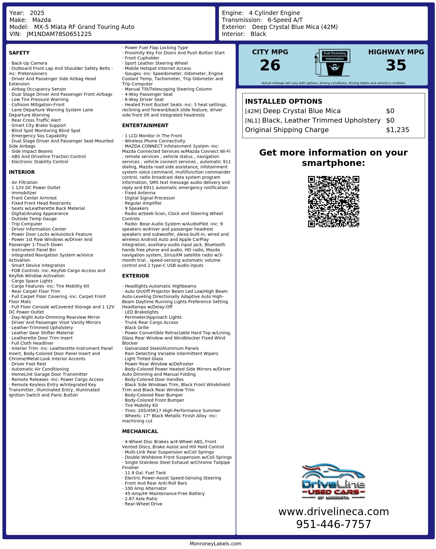 Monroney Label
