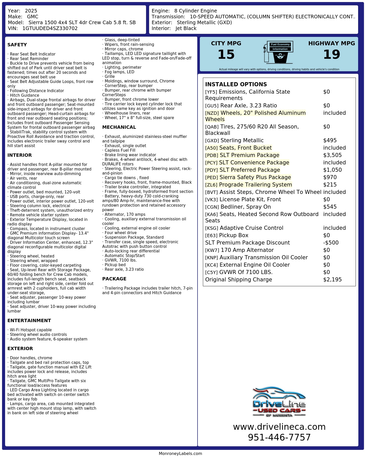 Monroney Label