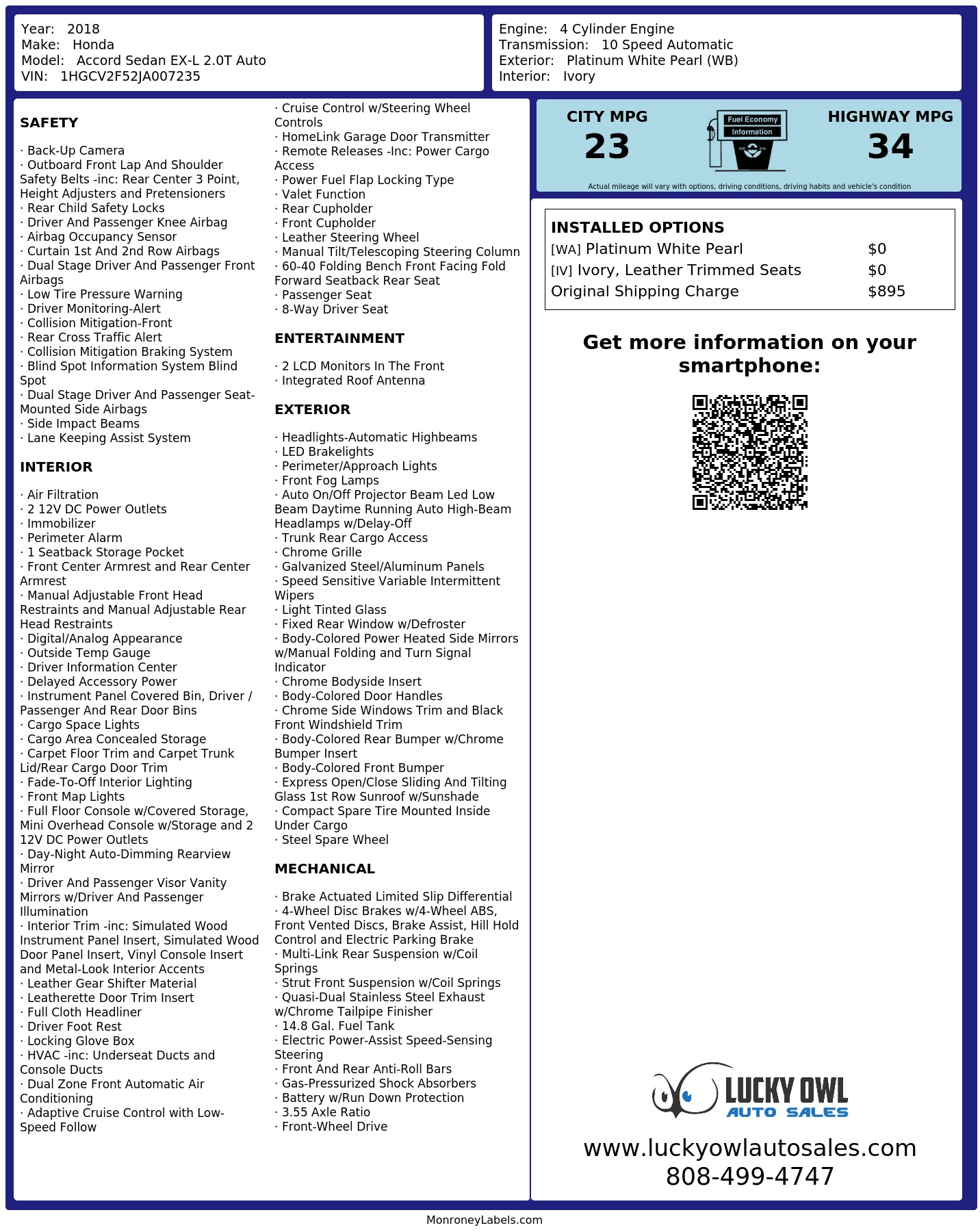 Monroney Label