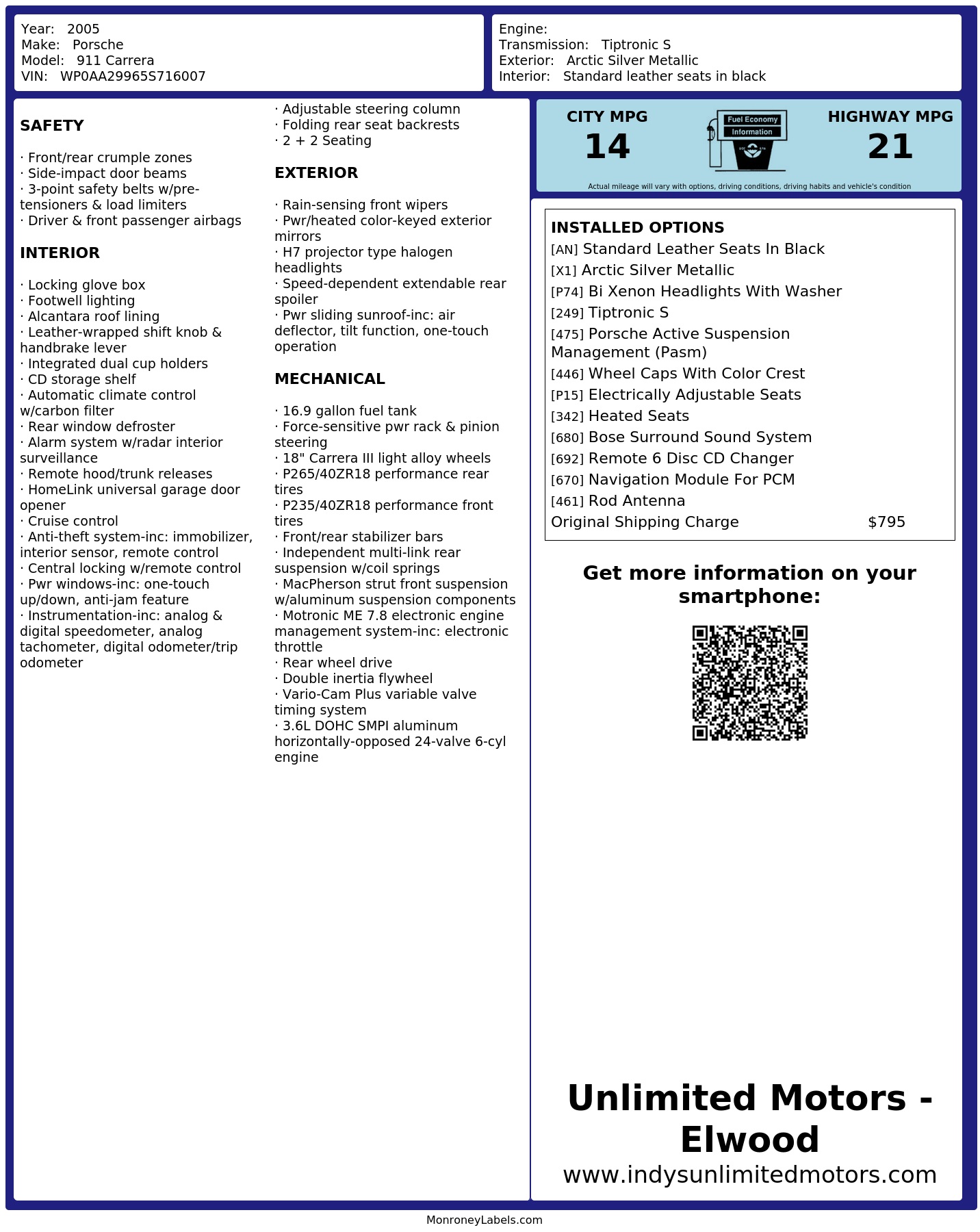 Monroney Label