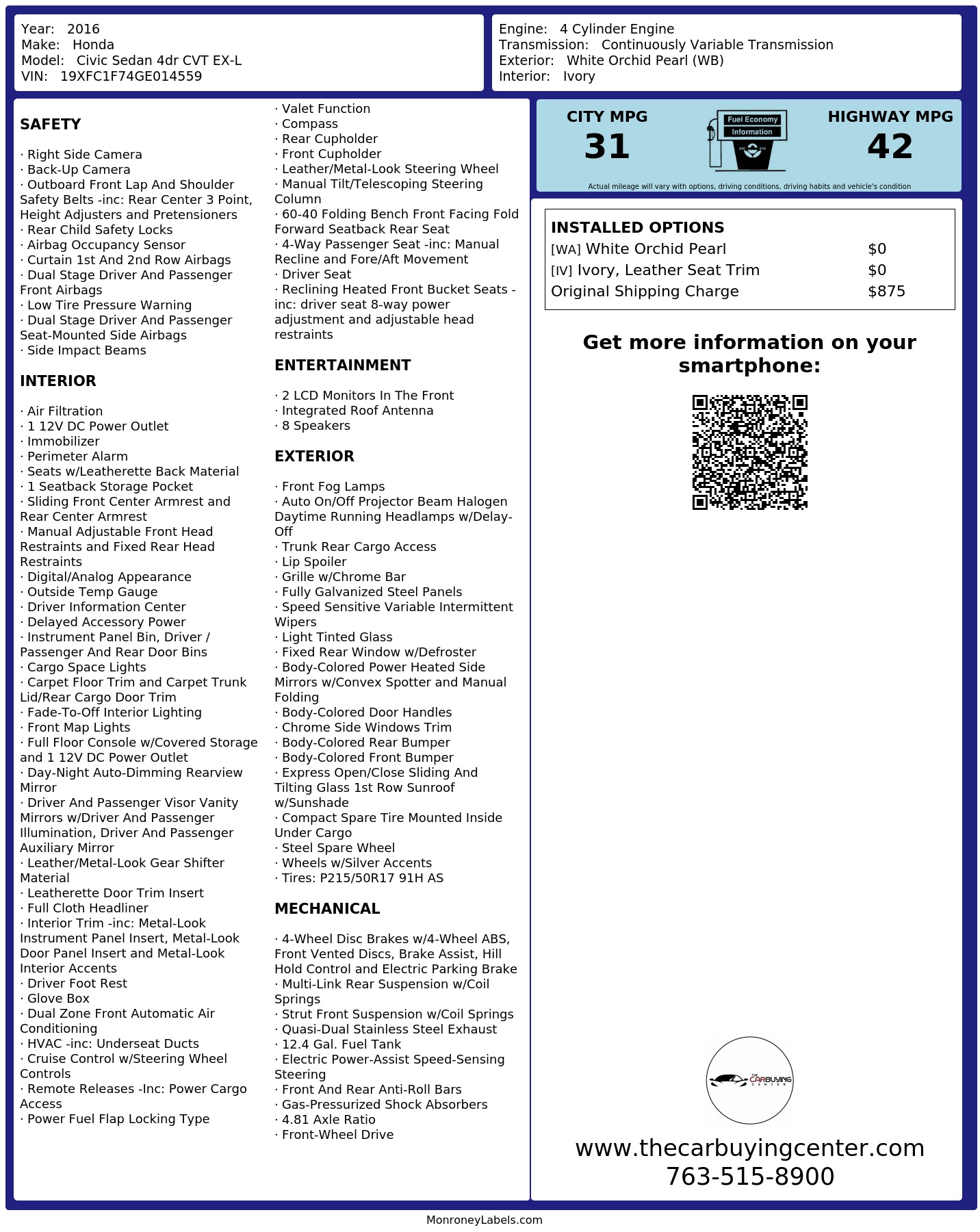Monroney Label