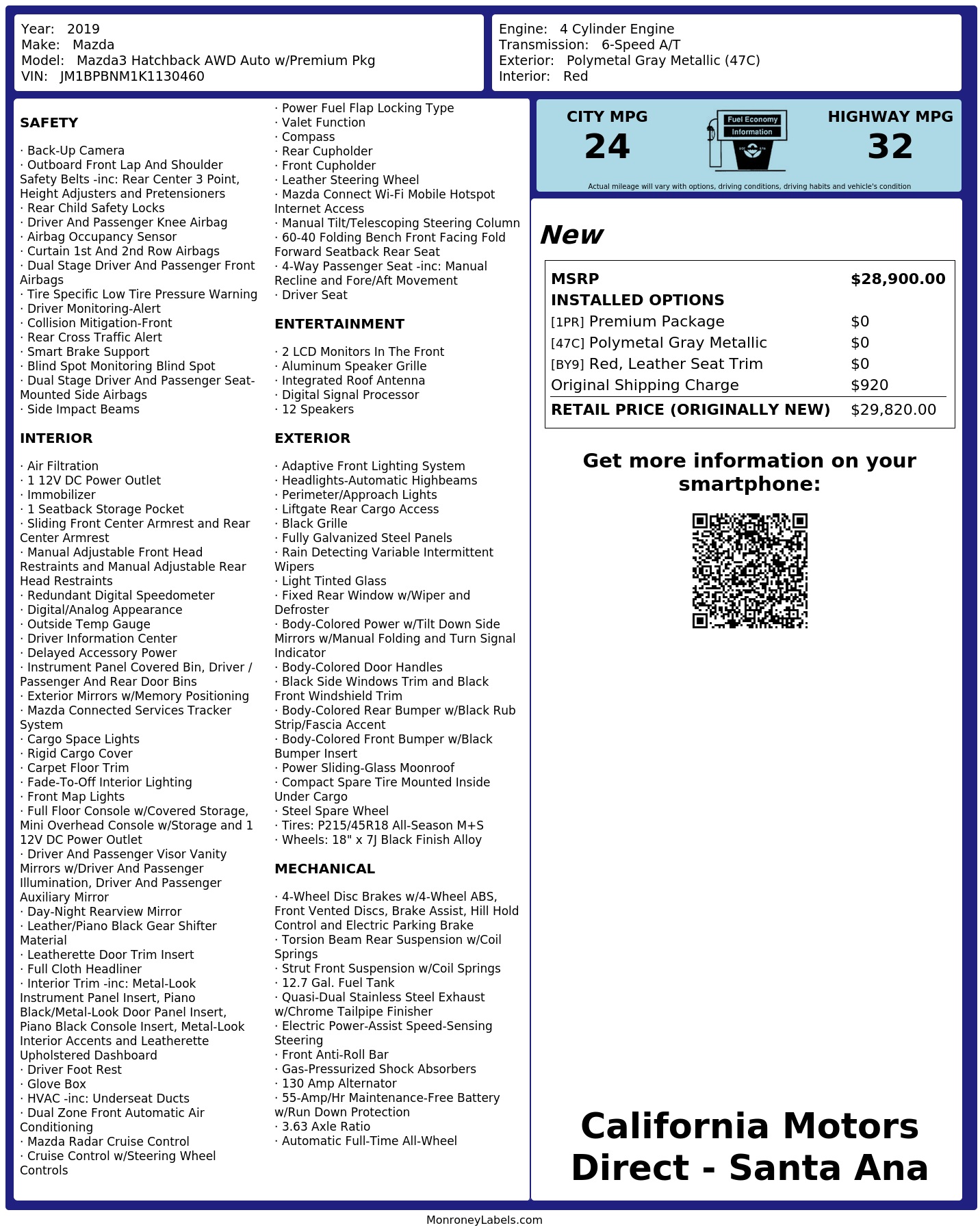 Monroney Label
