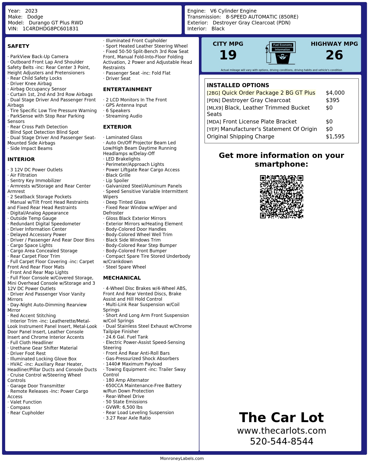 Monroney Label