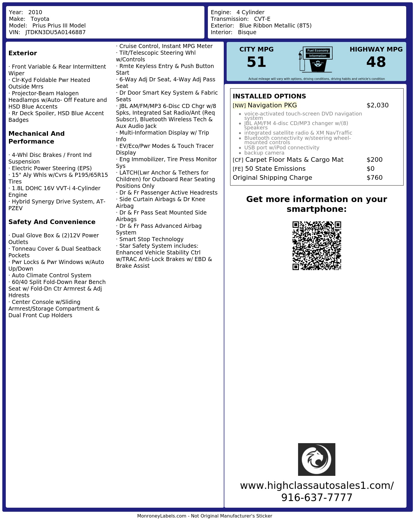 Monroney Label