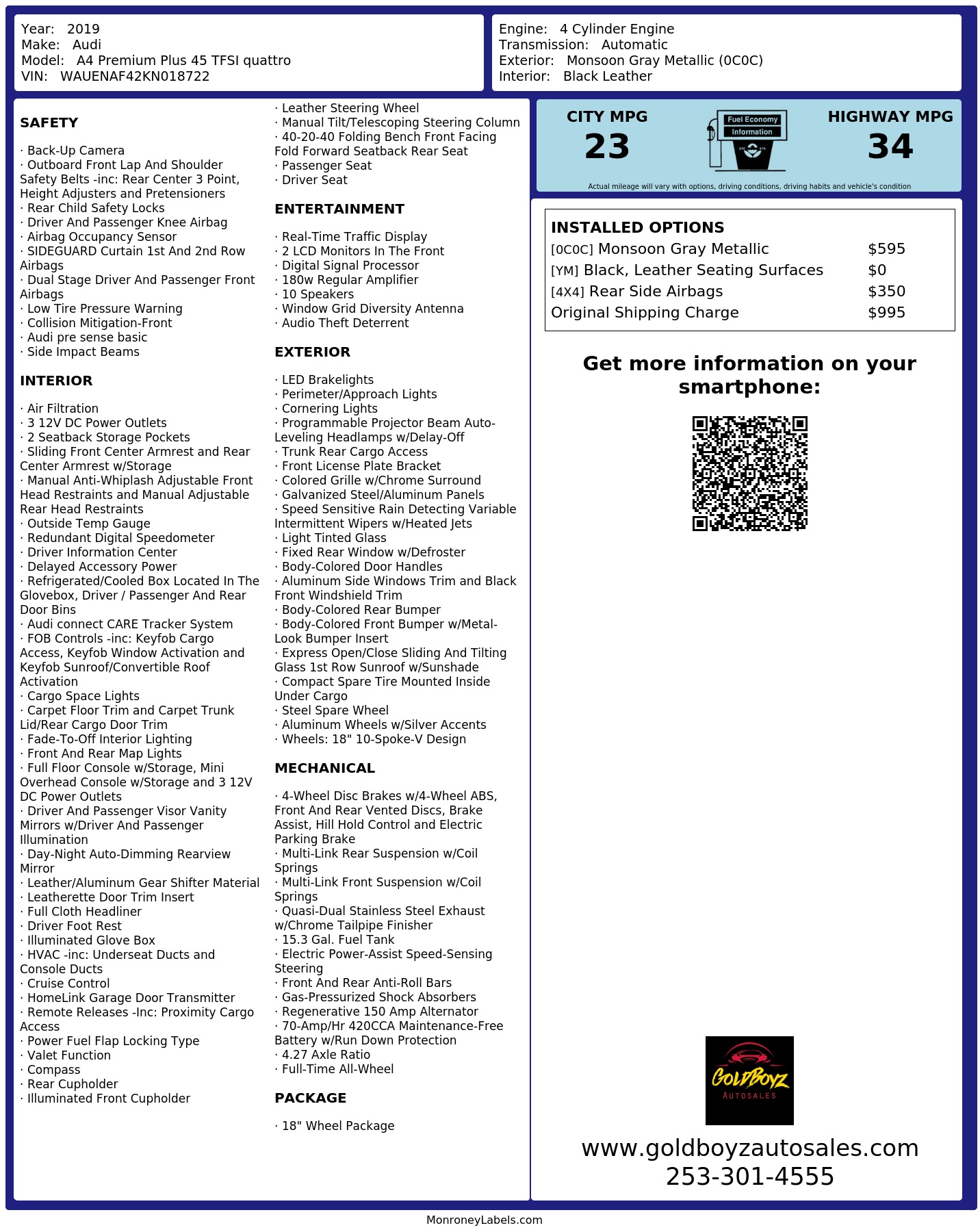 Monroney Label