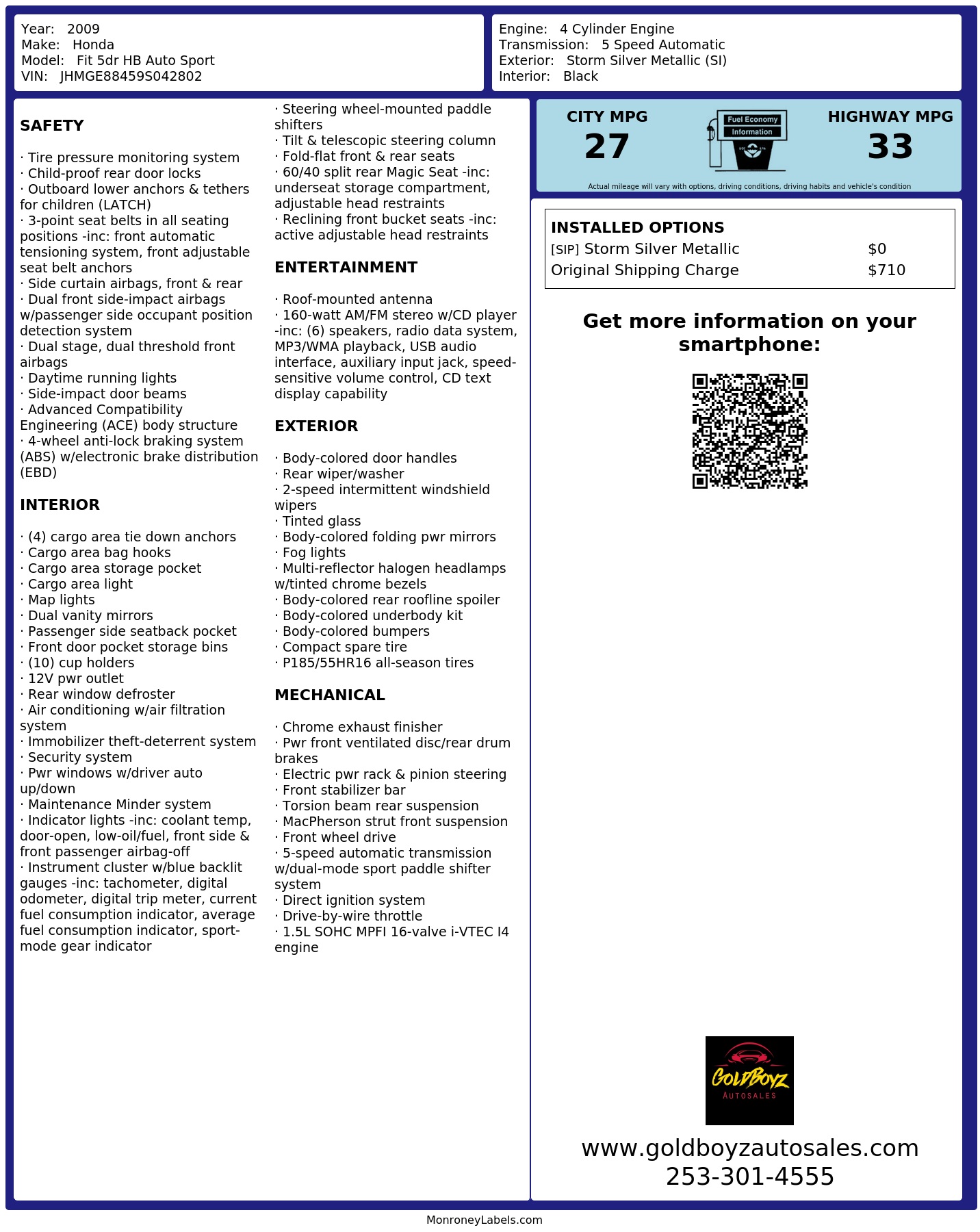 Monroney Label
