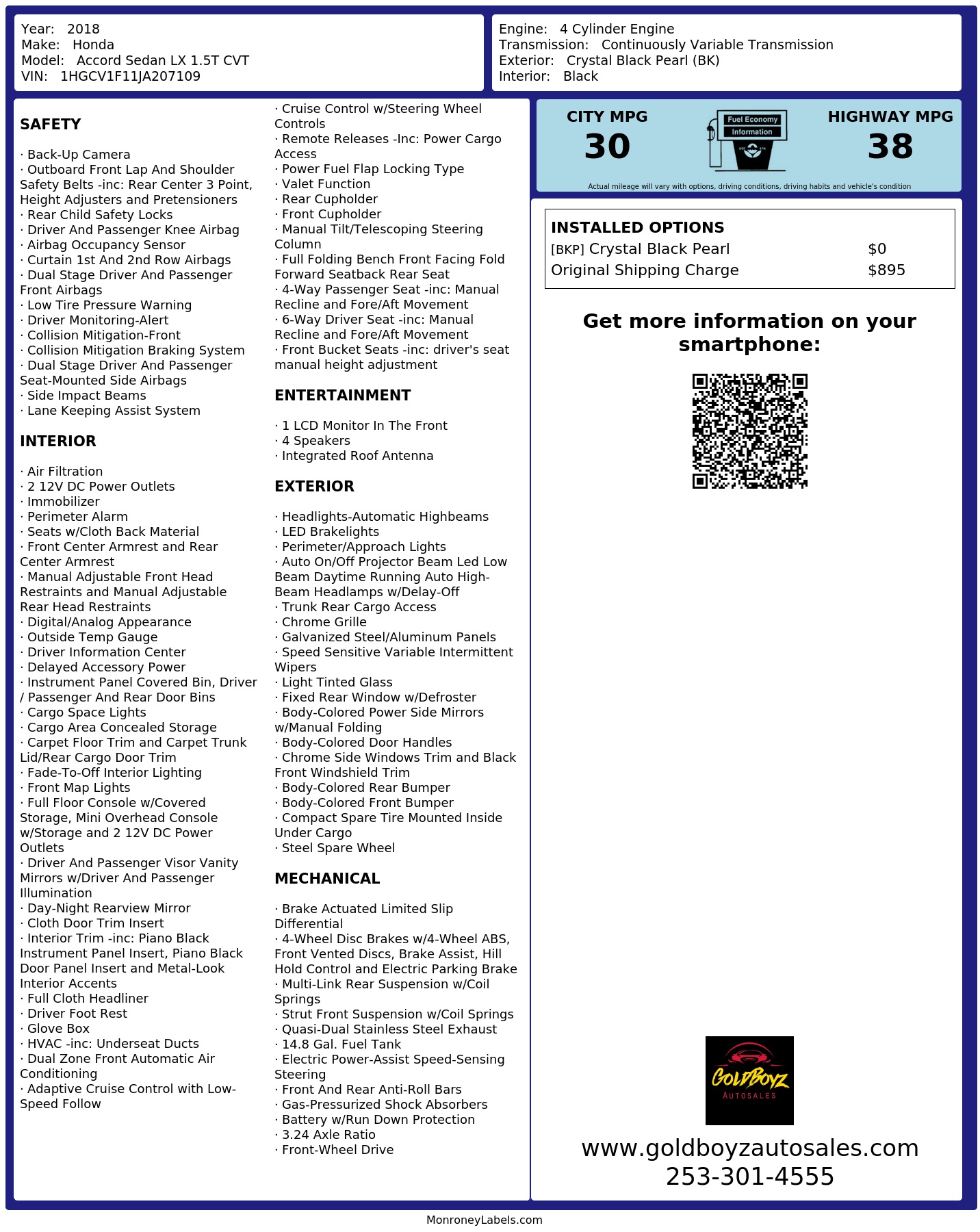 Monroney Label