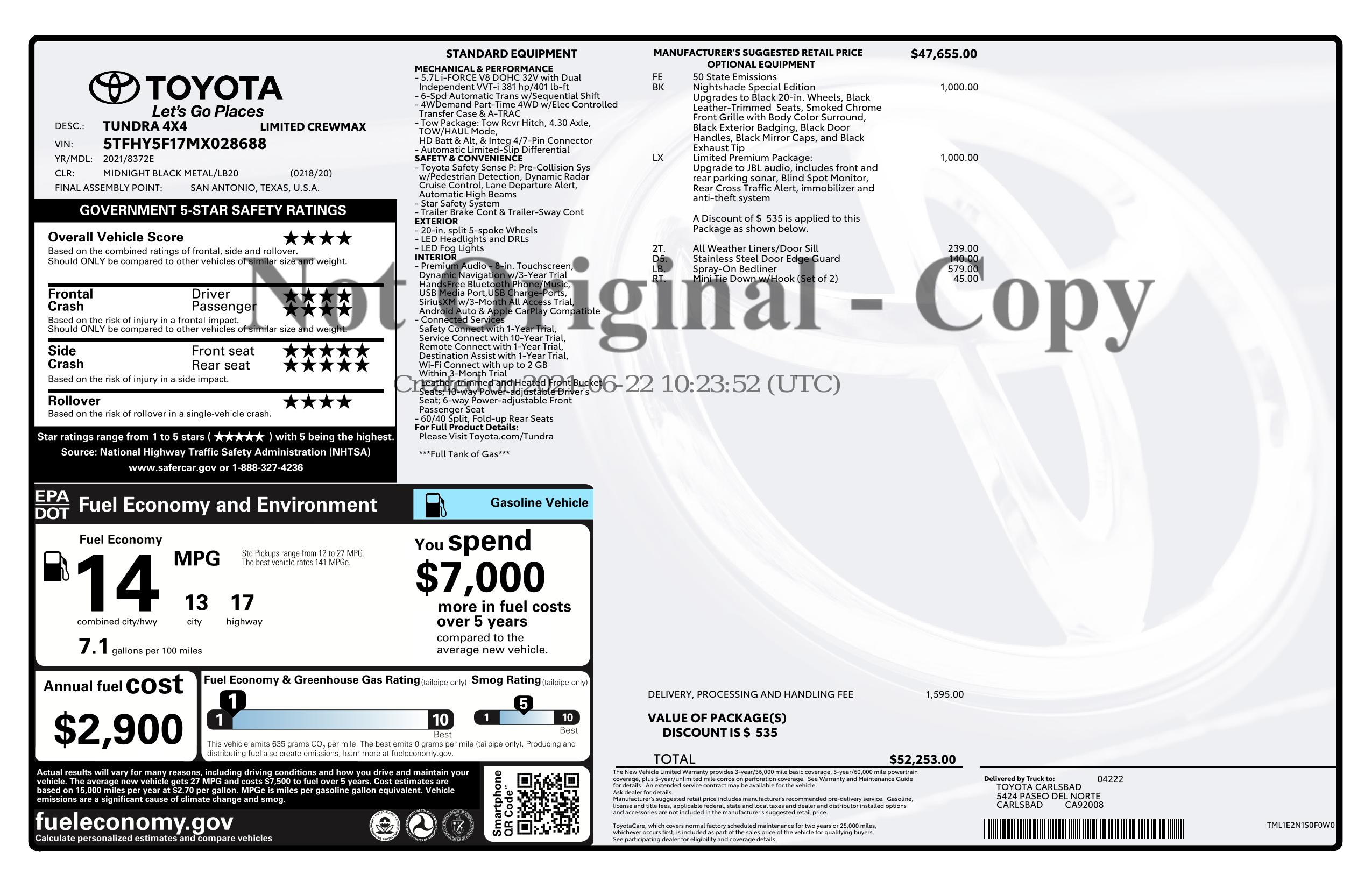 Monroney Label