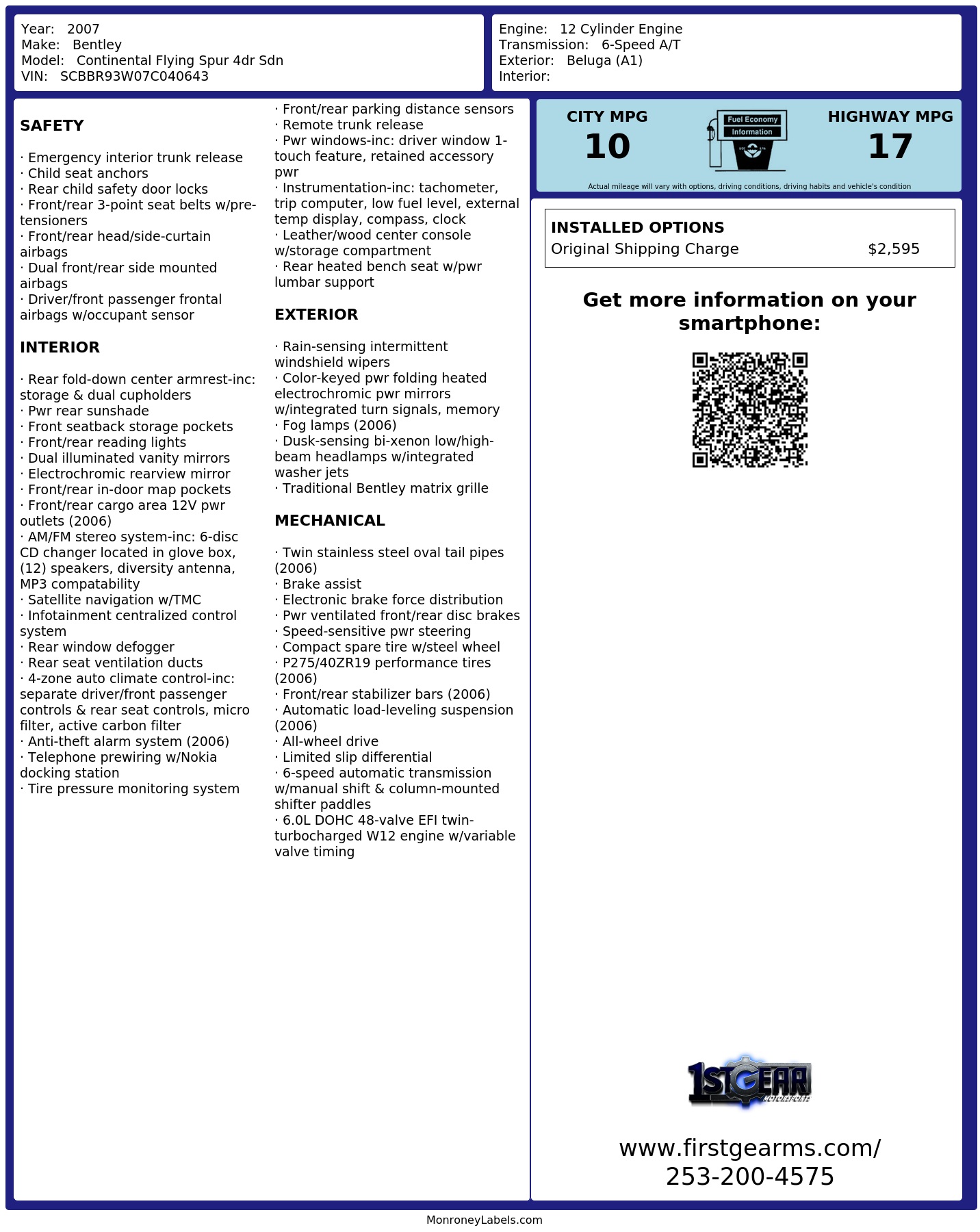Monroney Label