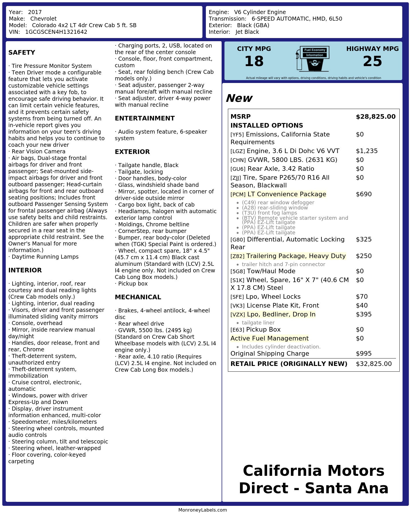 Monroney Label