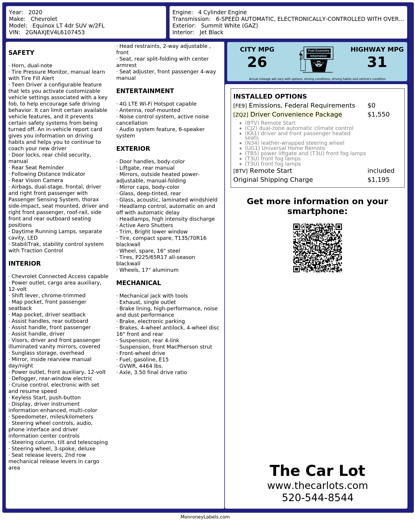 Monroney Label