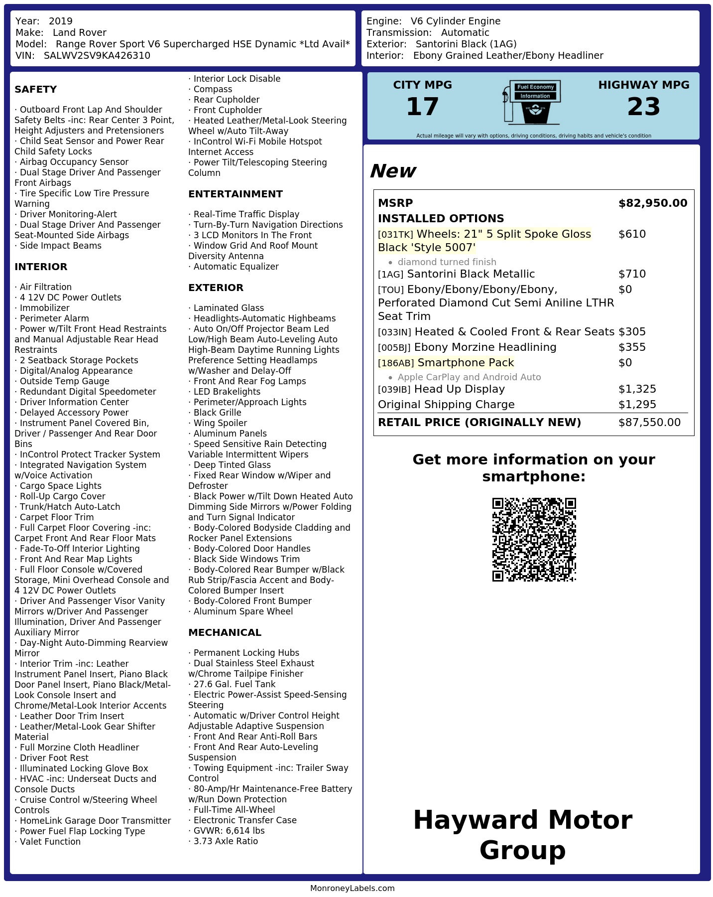 Monroney Label