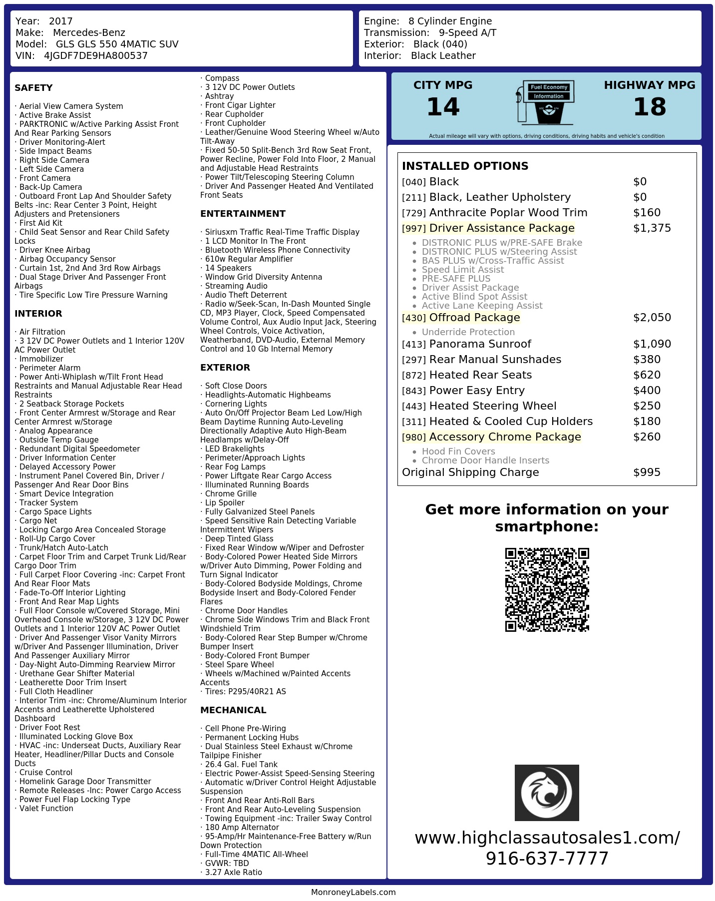 Monroney Label