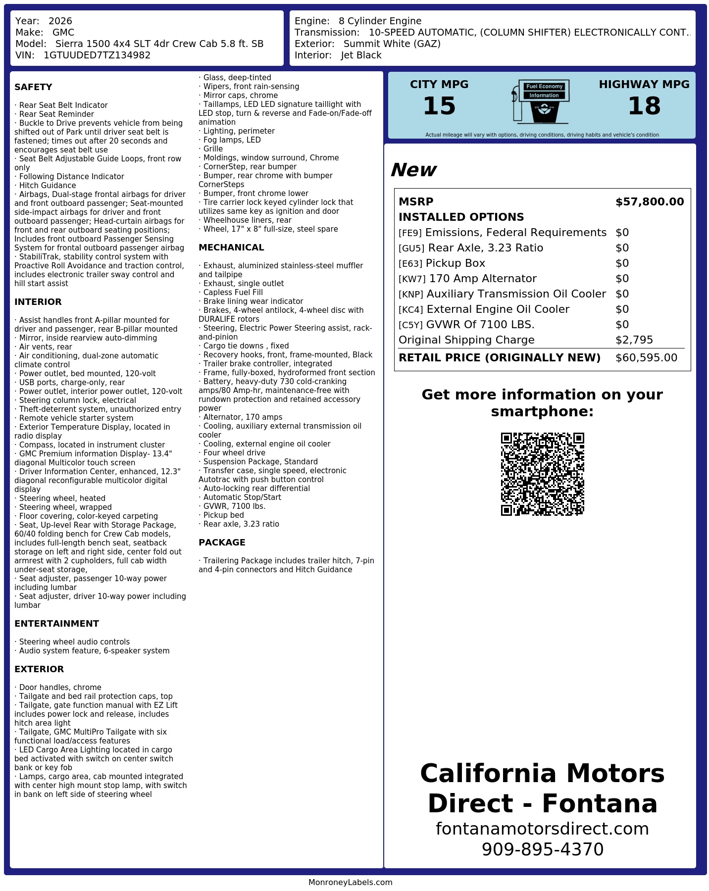 Monroney Label