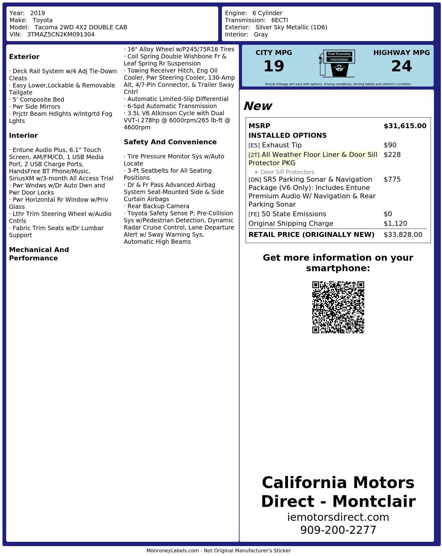 Monroney Label