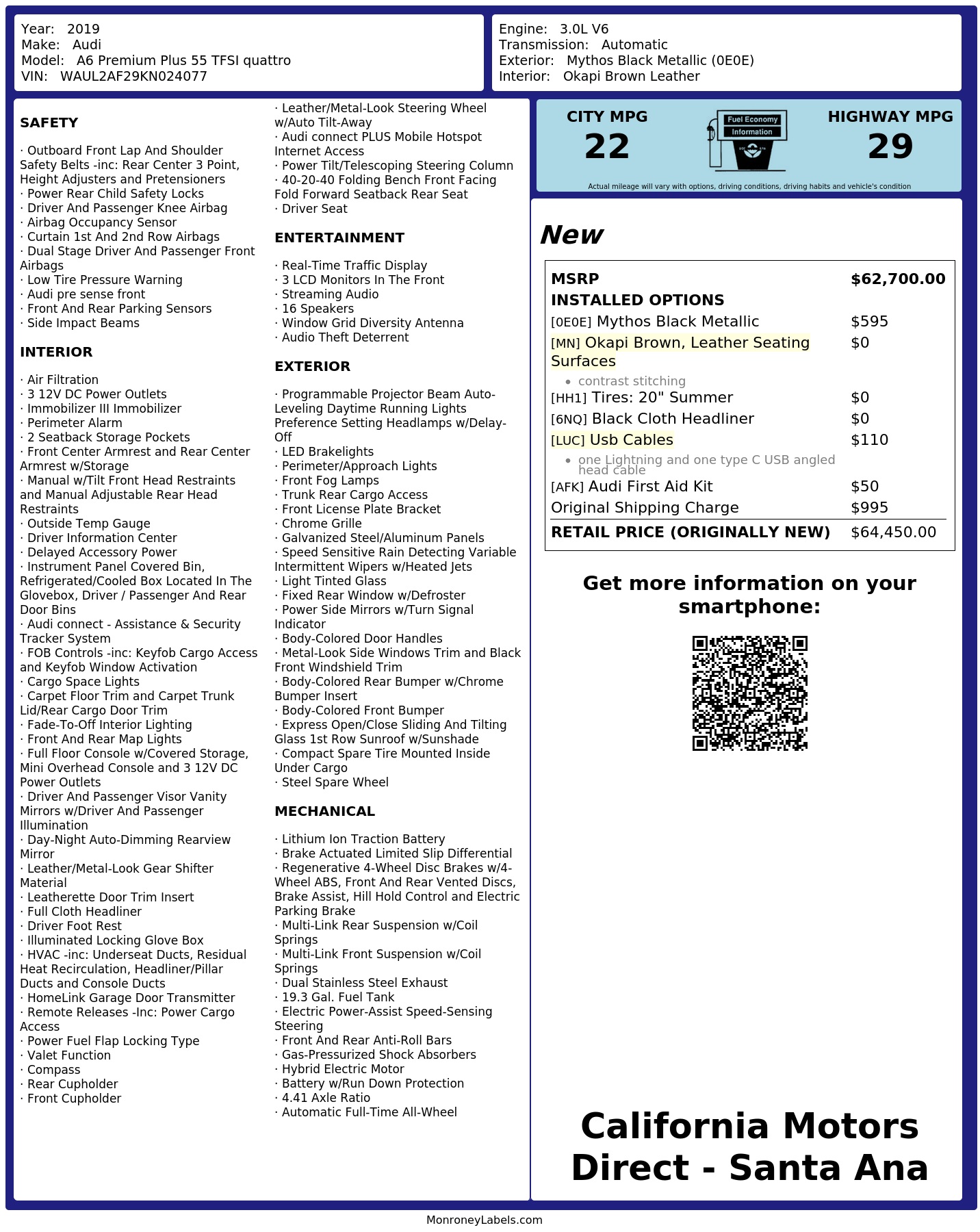 Monroney Label