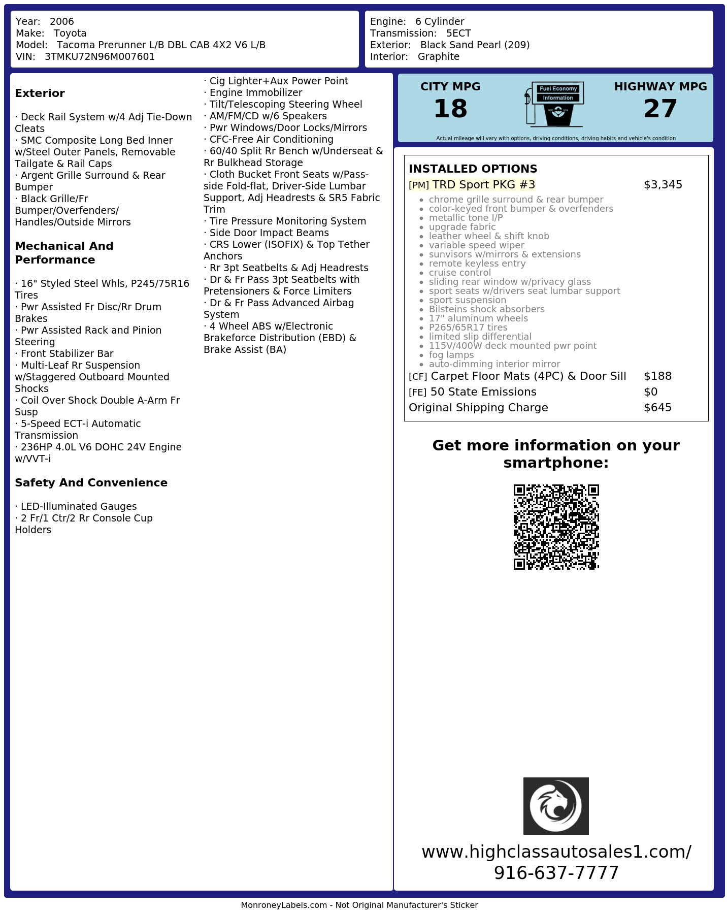 Monroney Label