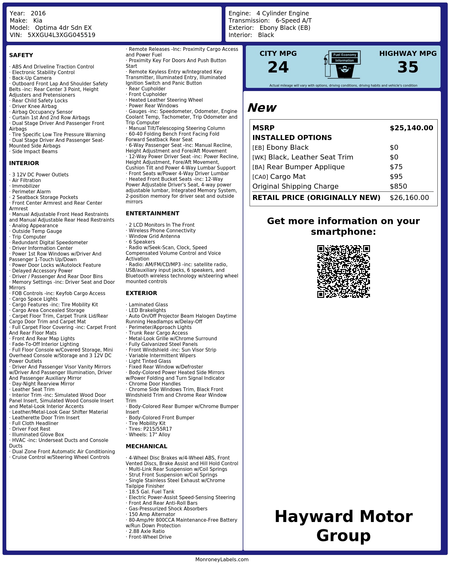 Monroney Label