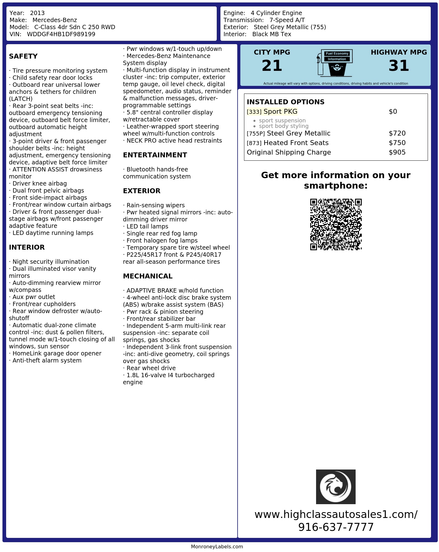 Monroney Label