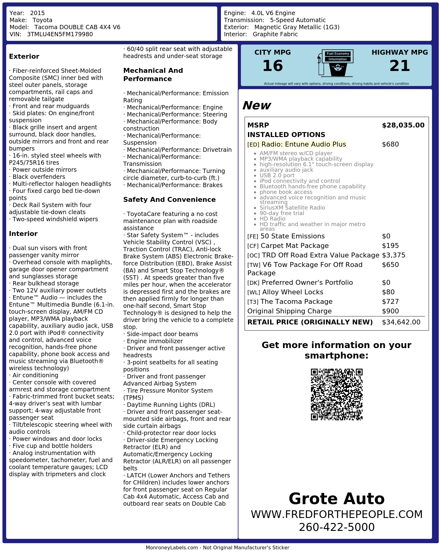Monroney Label
