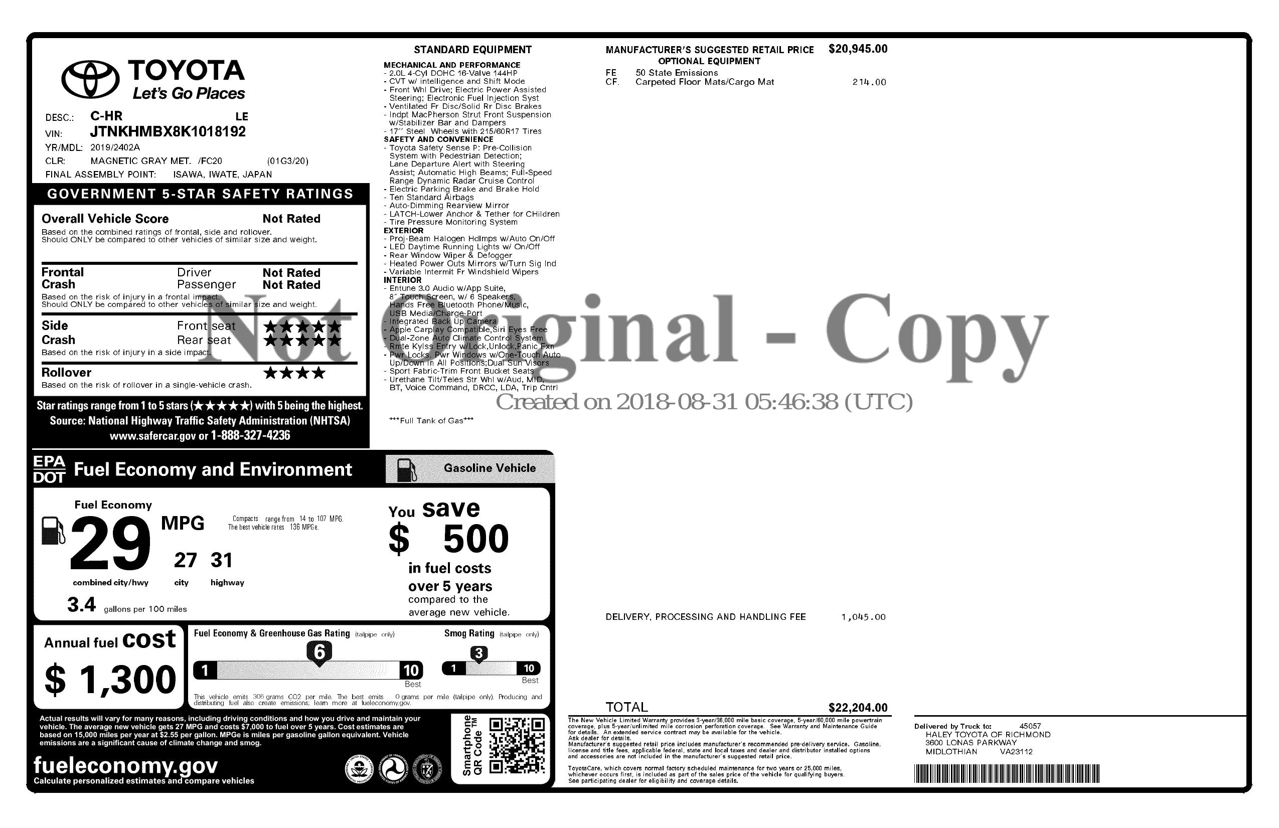 Monroney Label