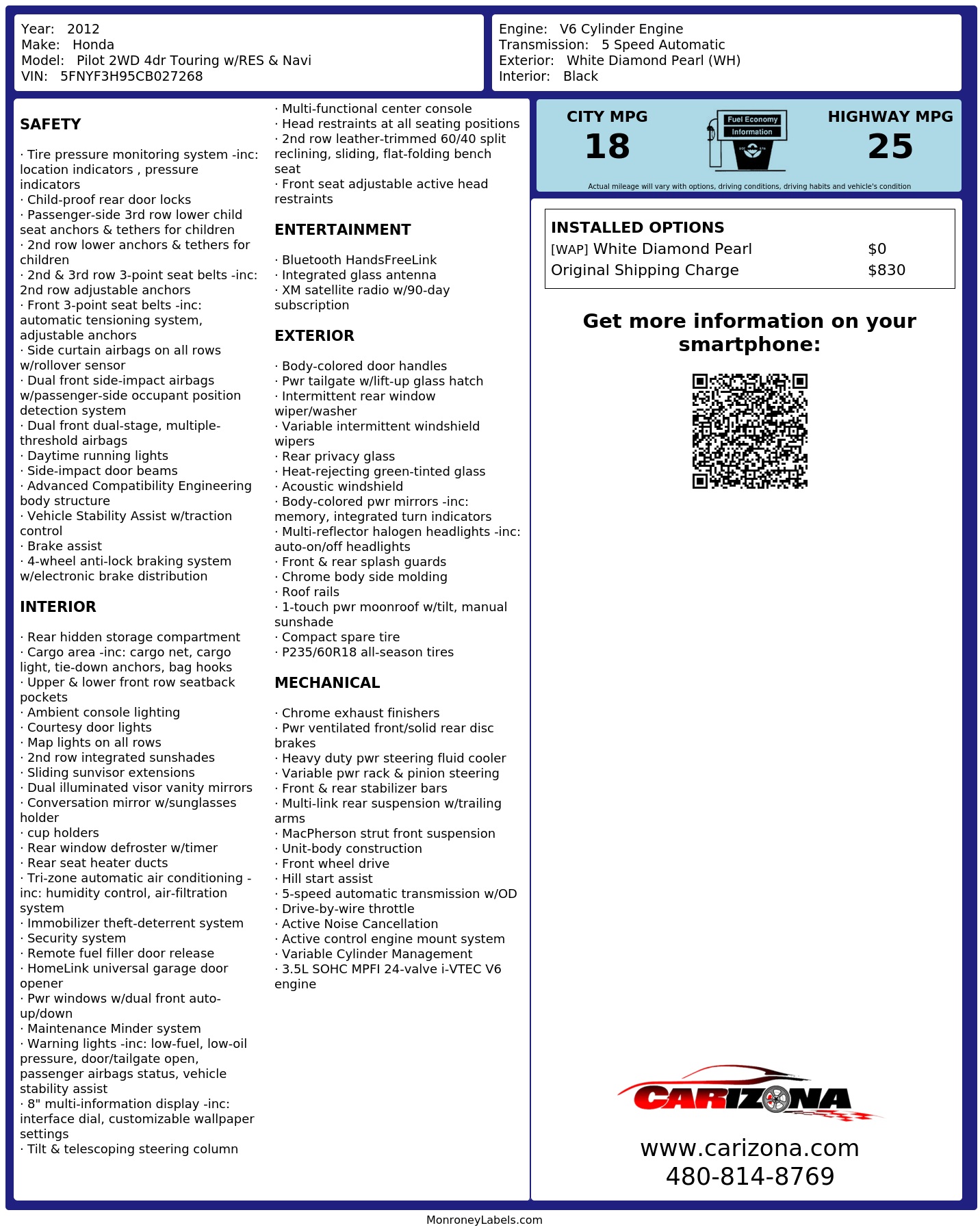 Monroney Label