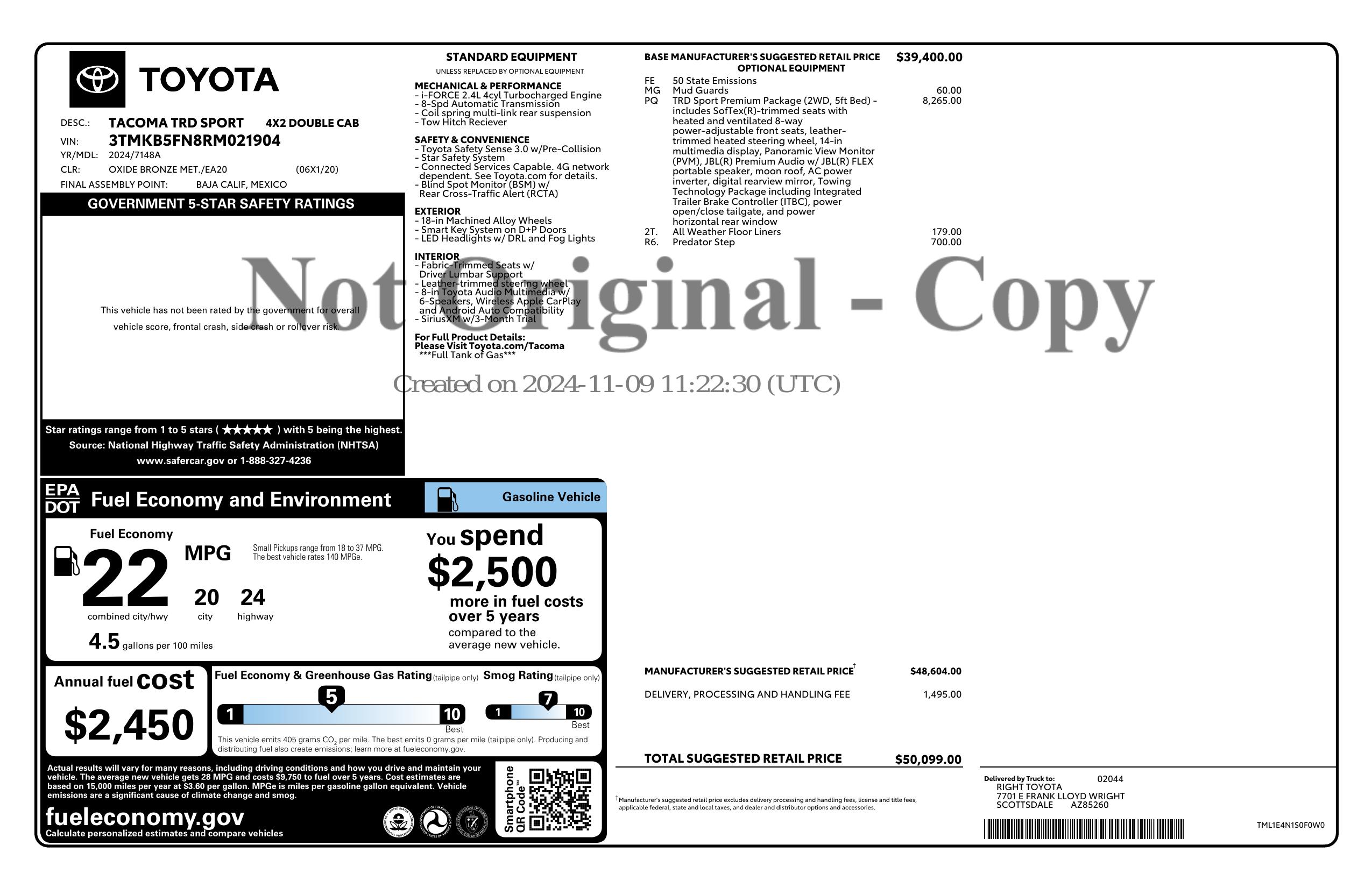 Monroney Label