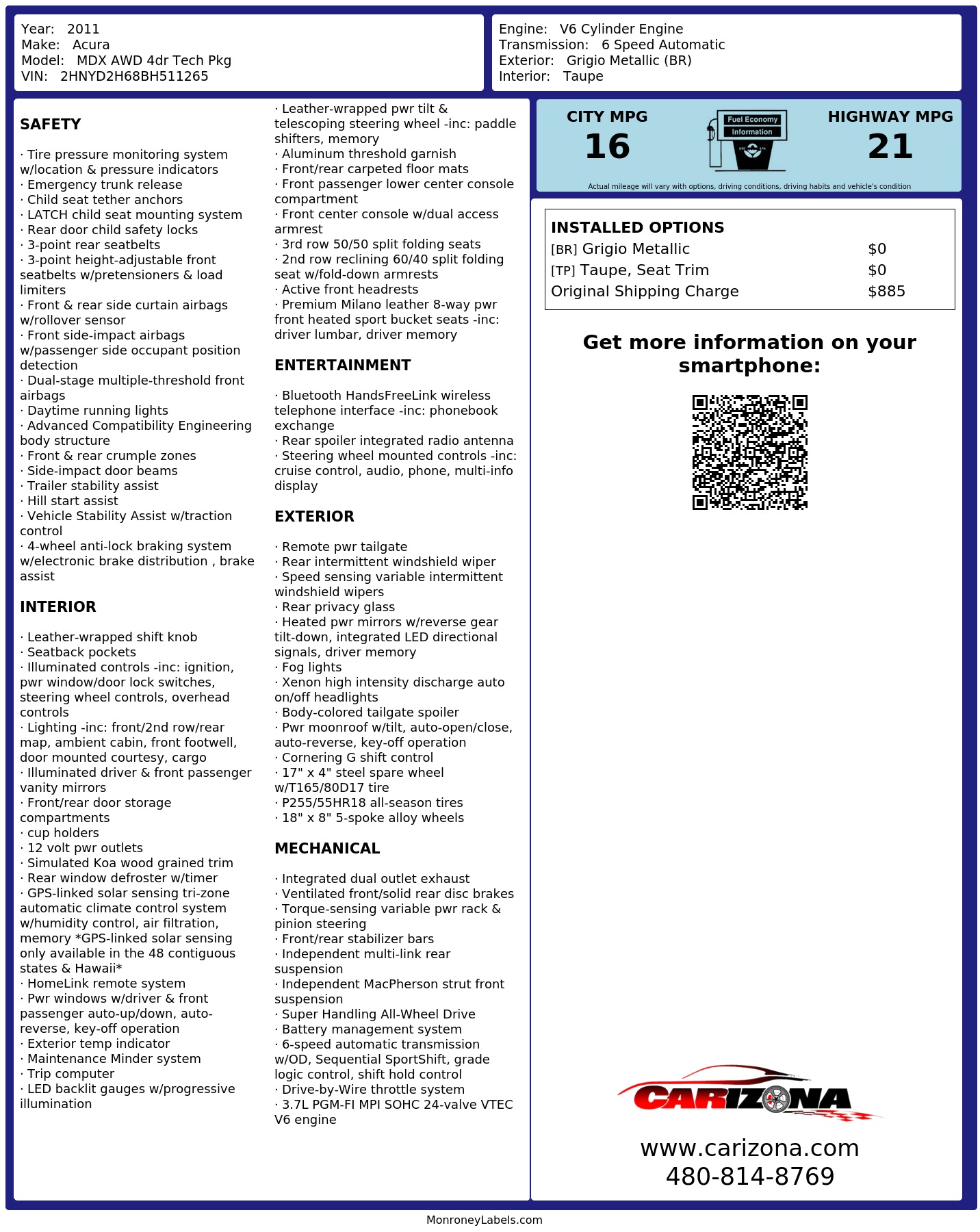 Monroney Label