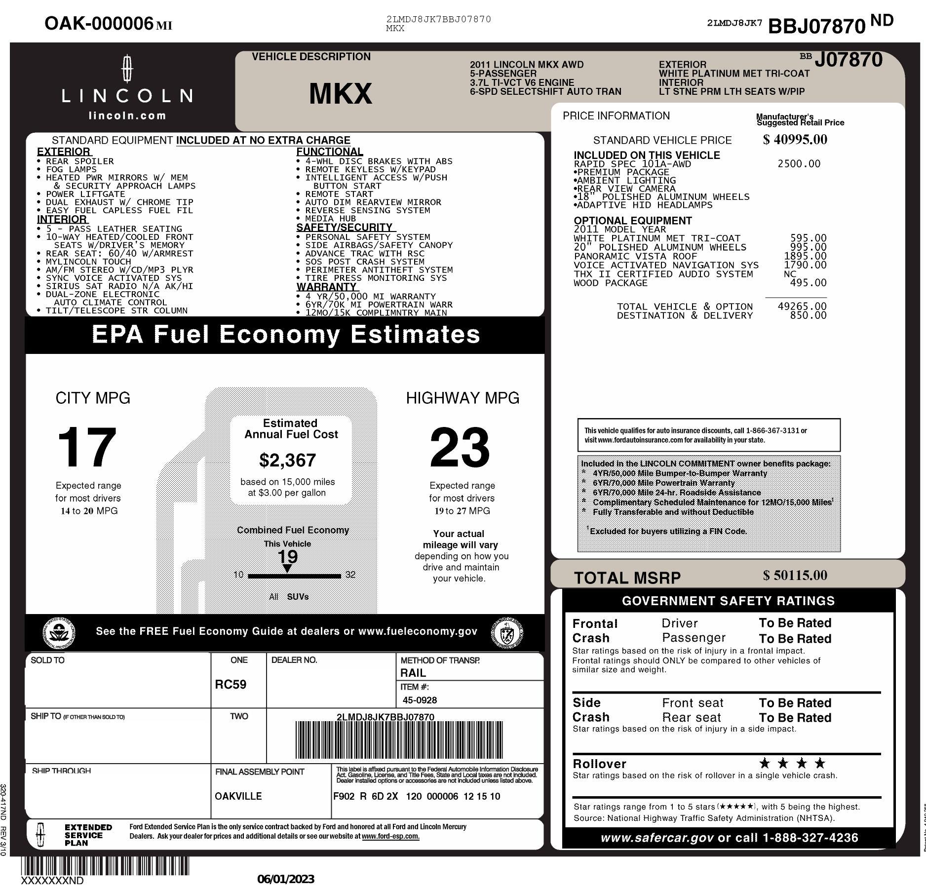 Monroney Label