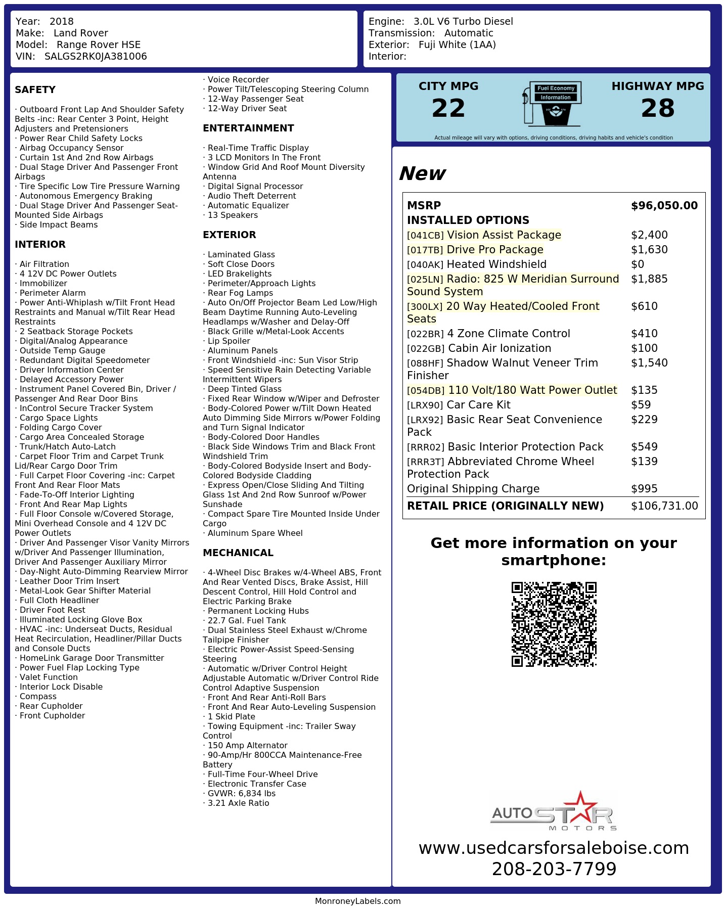 Monroney Label