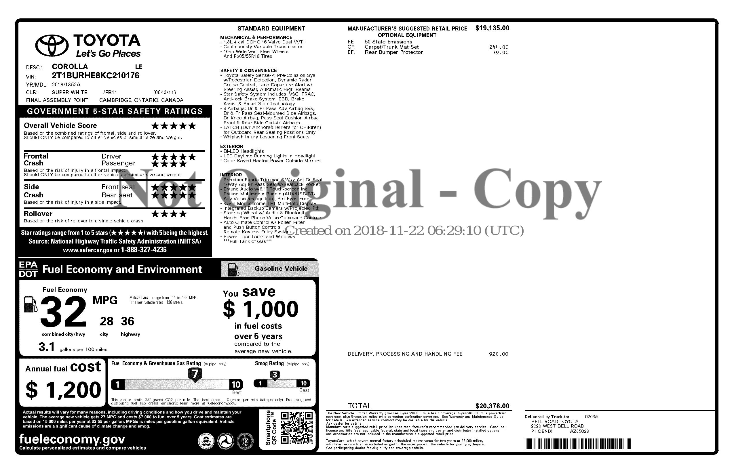 Monroney Label