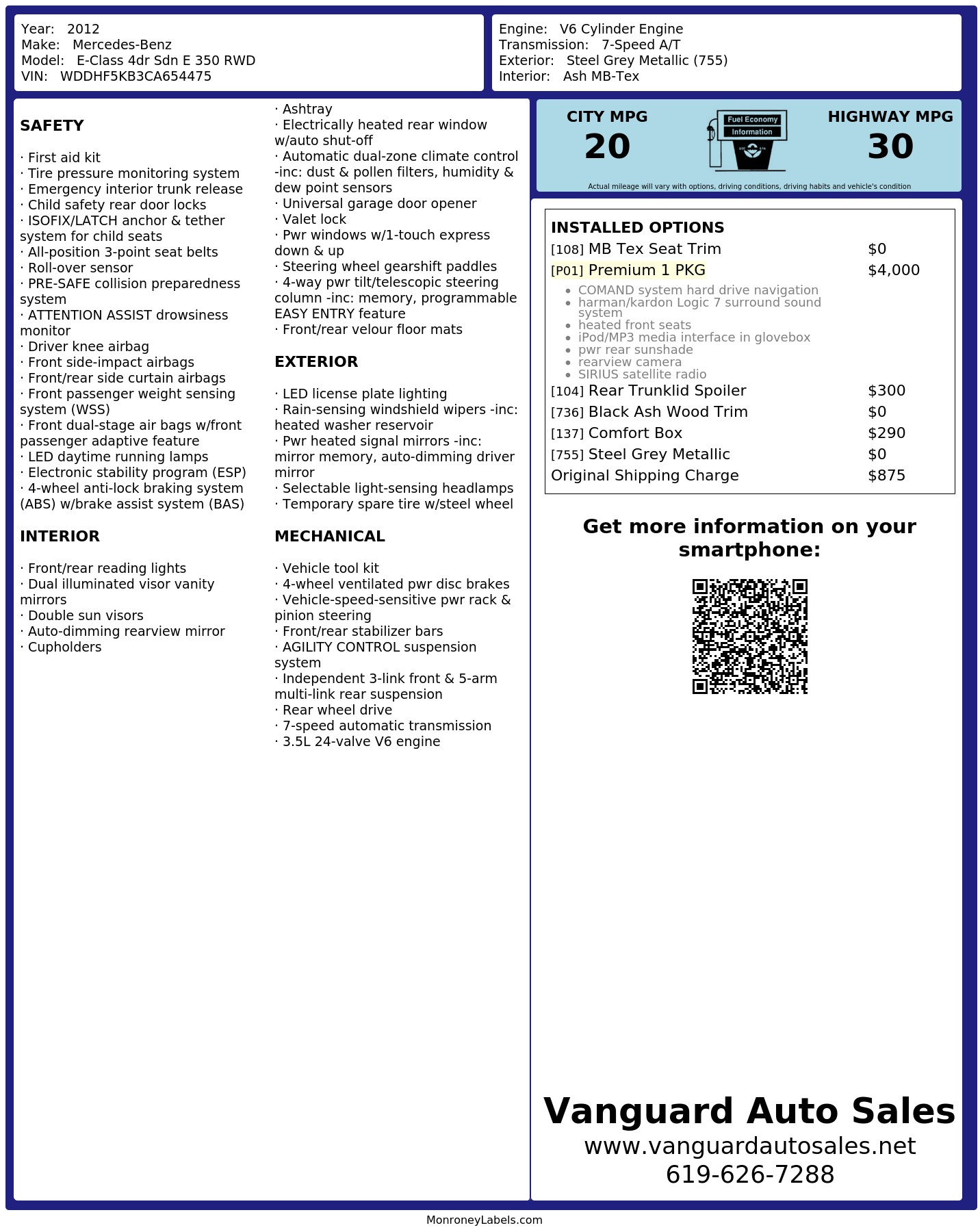 Monroney Label