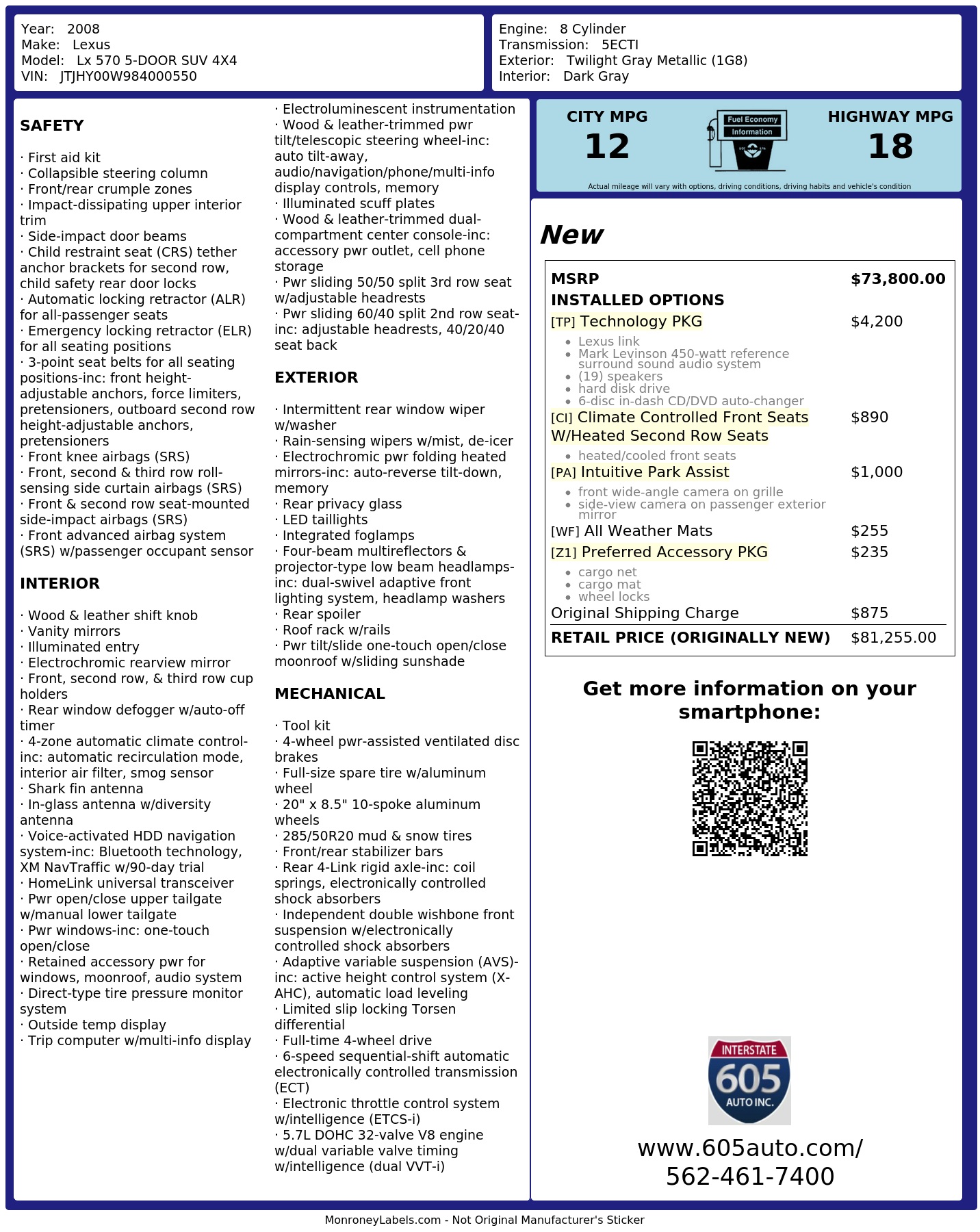 Monroney Label