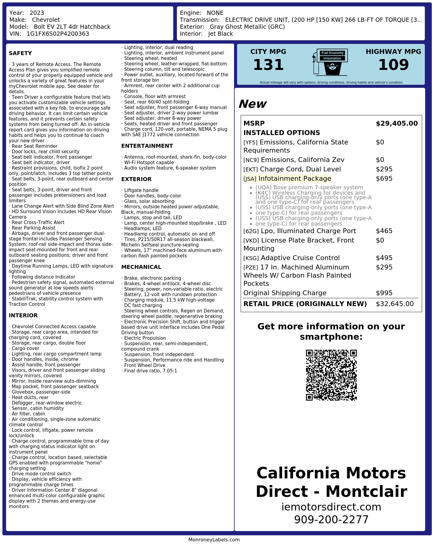 Monroney Label
