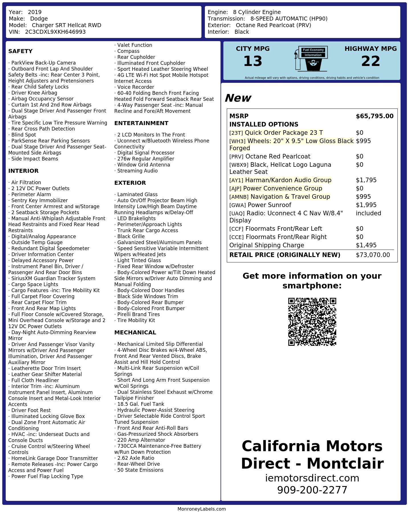 Monroney Label