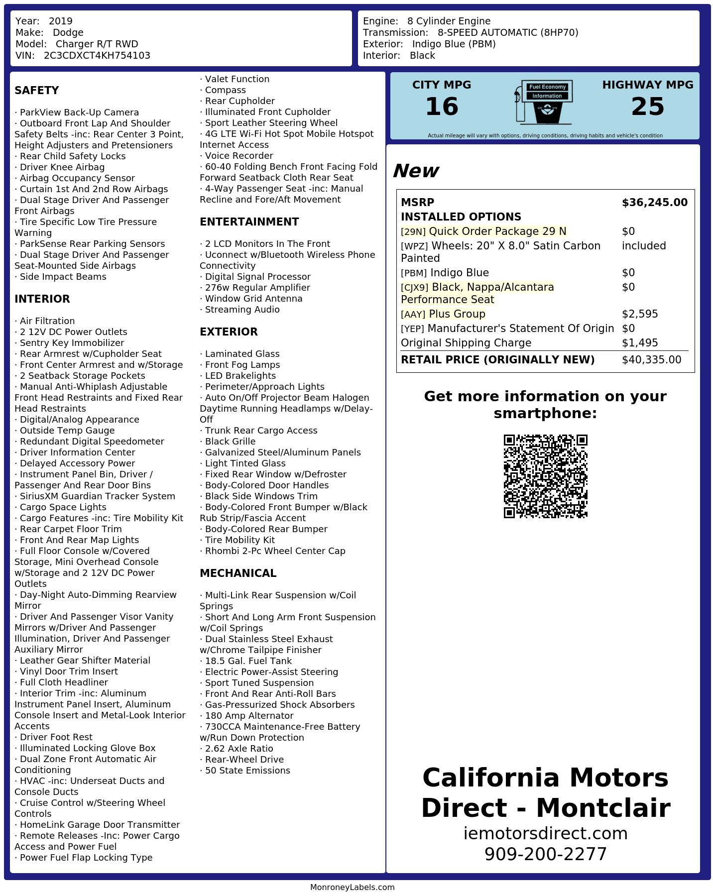 Monroney Label