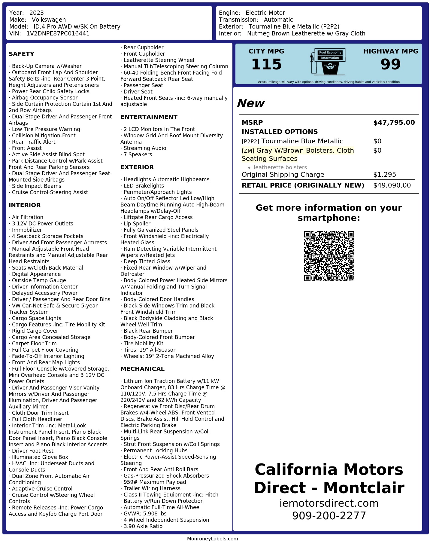 Monroney Label