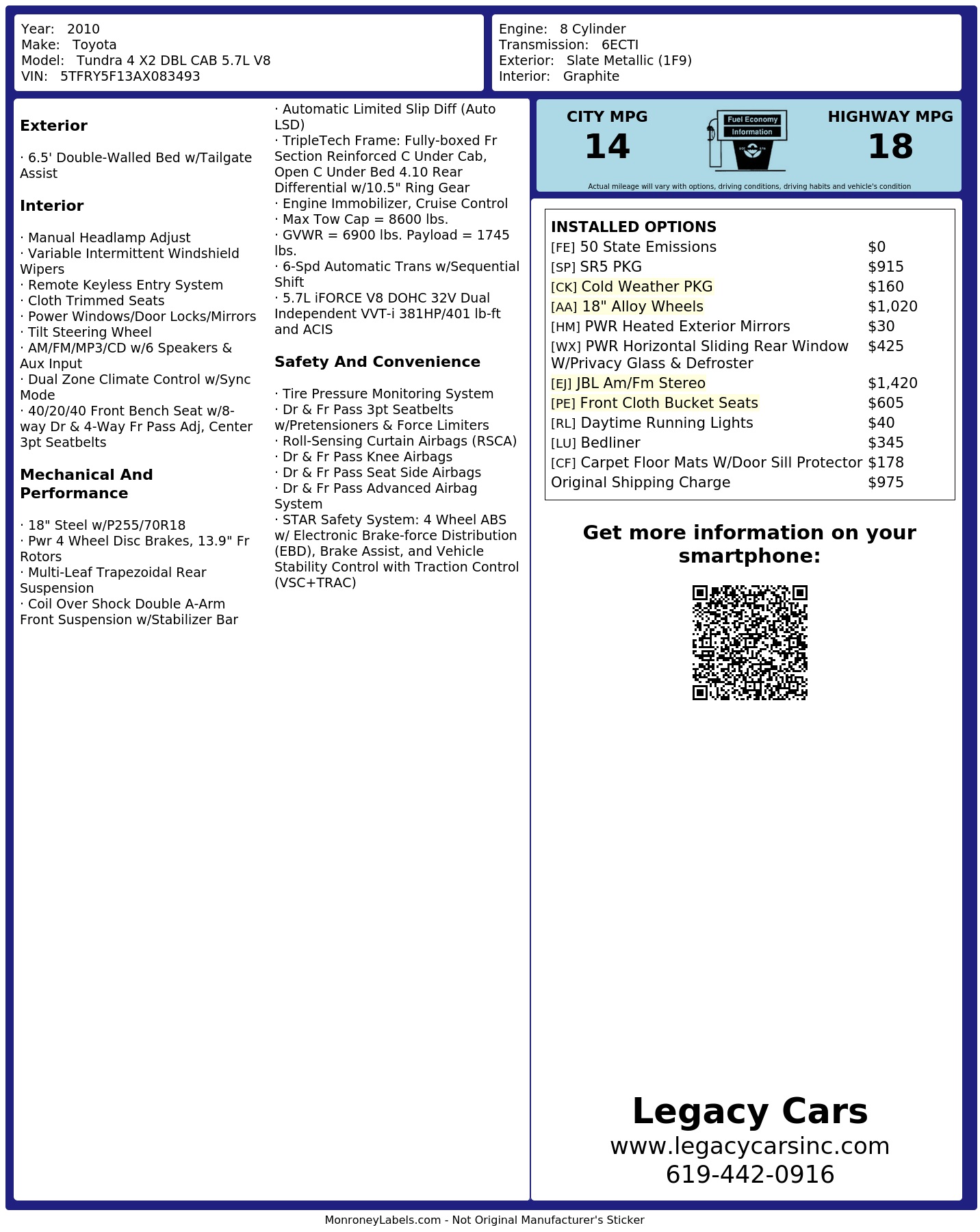 Monroney Label