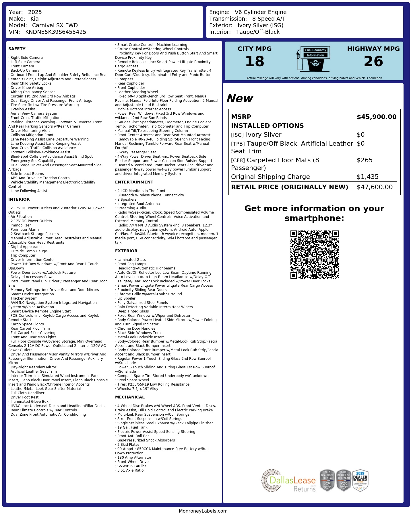 Monroney Label