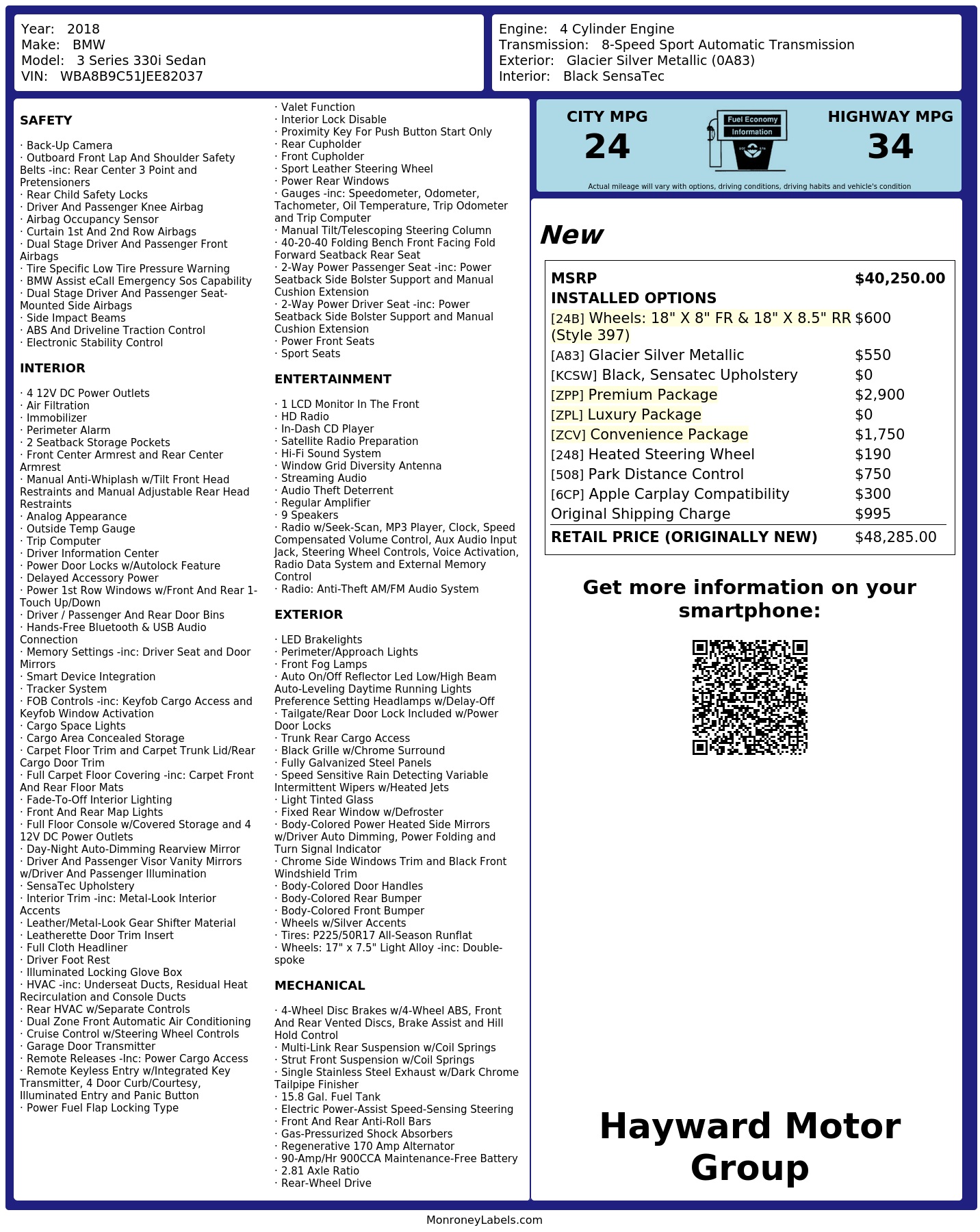 Monroney Label