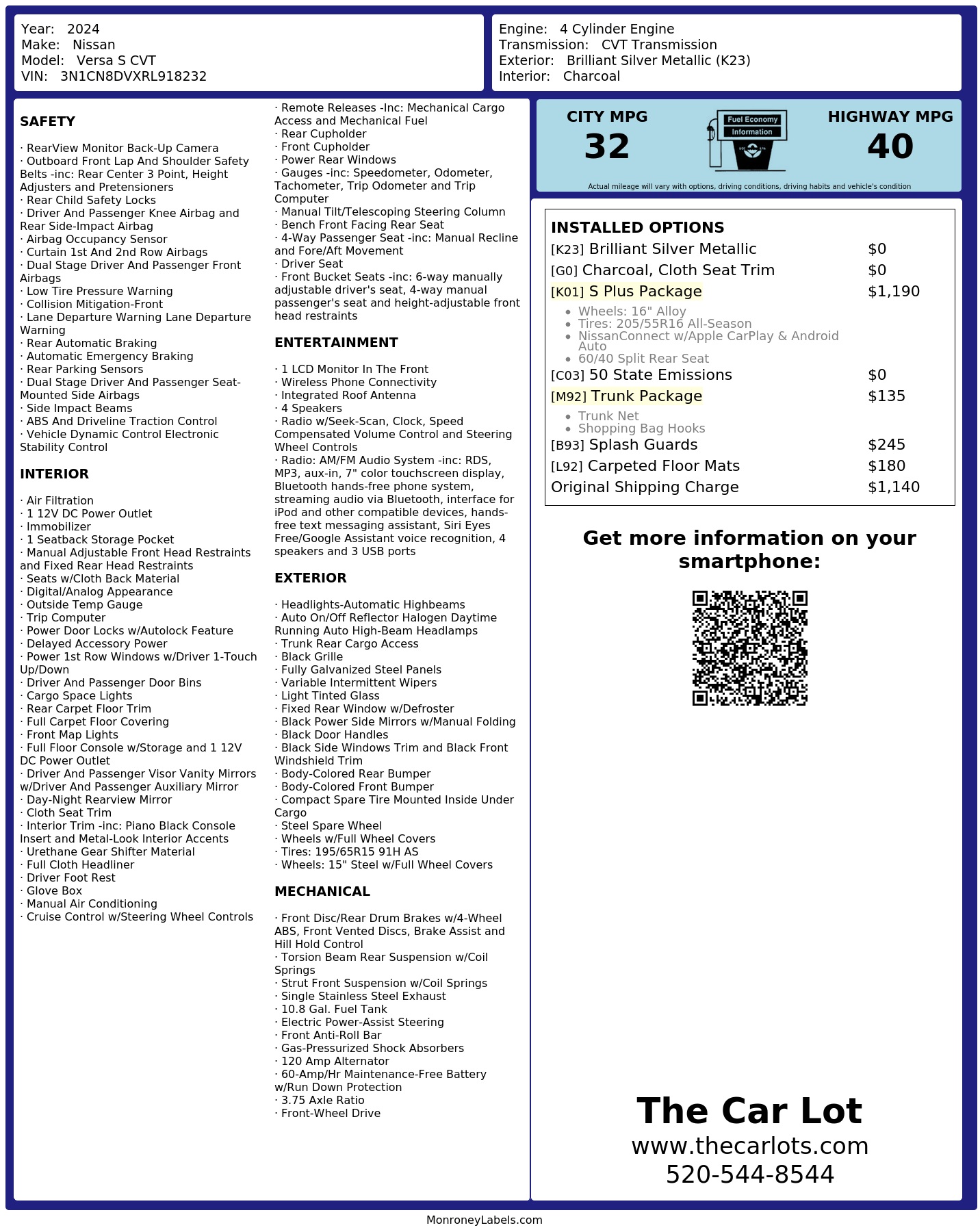 Monroney Label