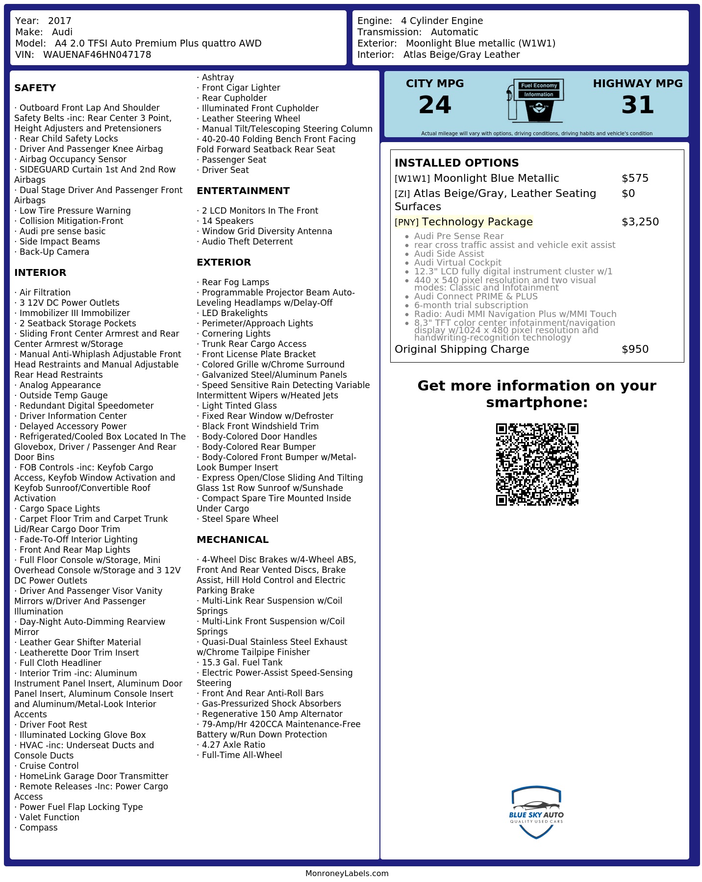 Monroney Label