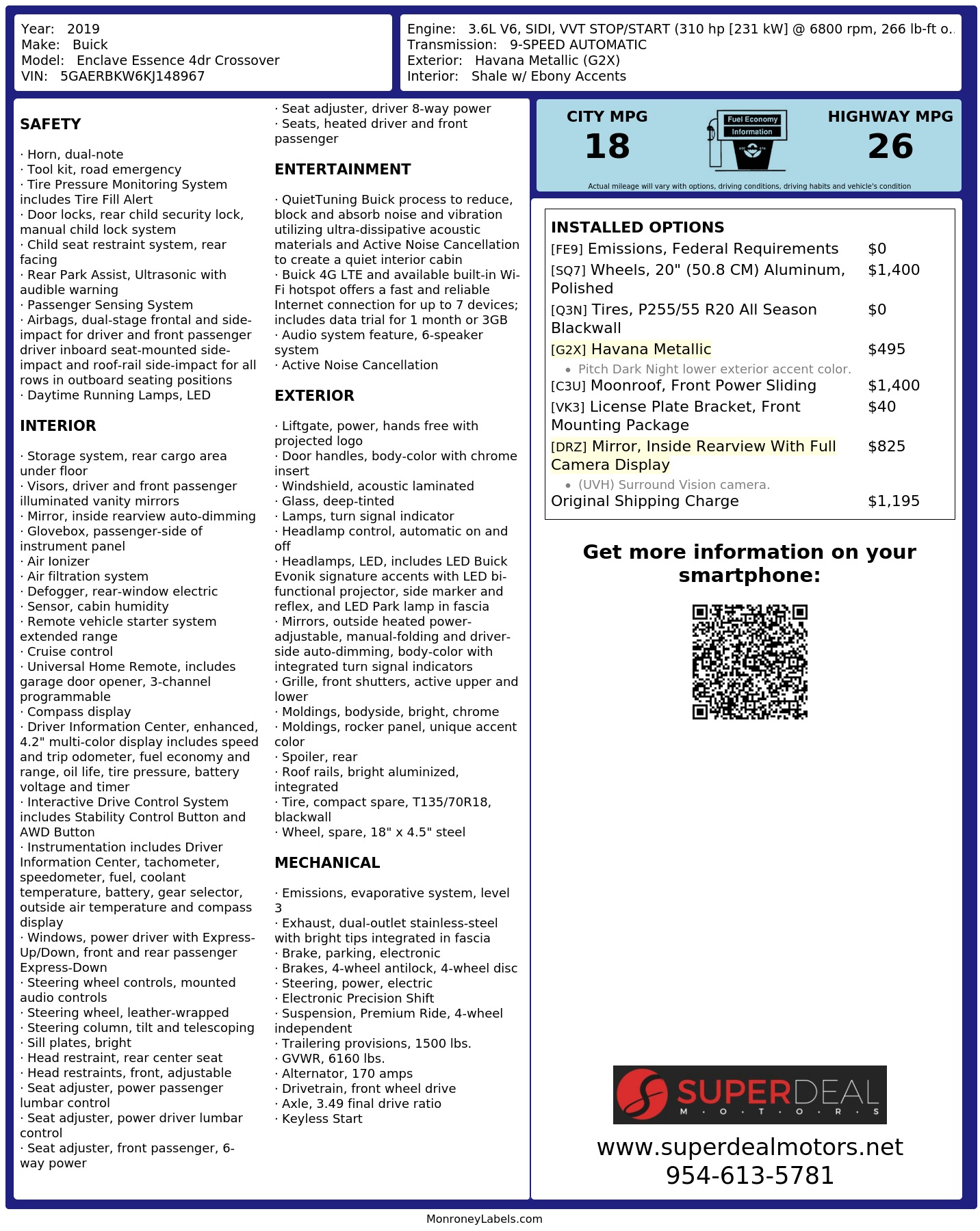 Monroney Label