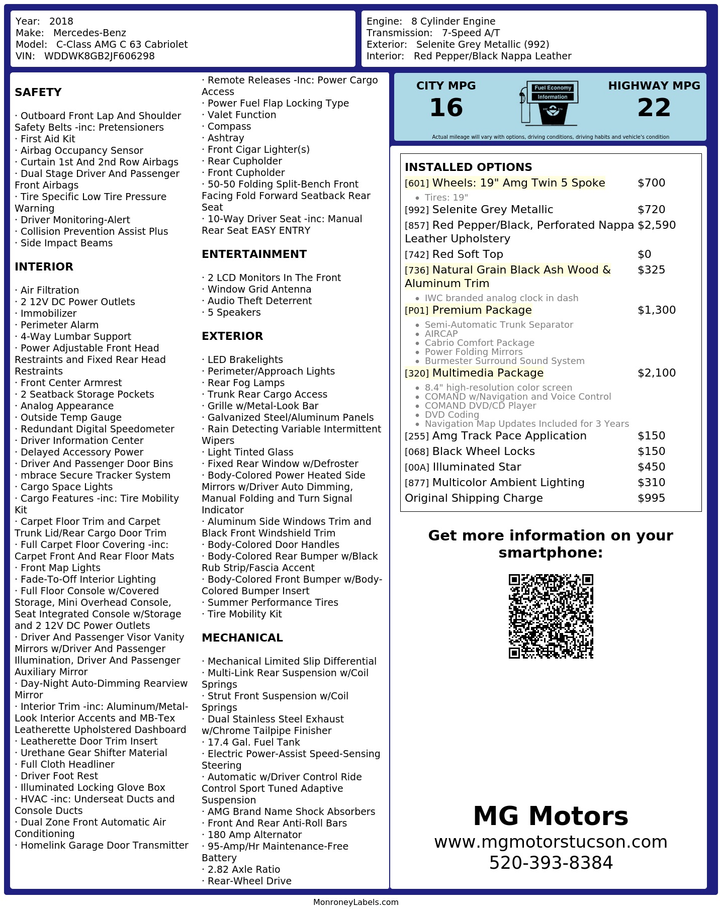 Monroney Label