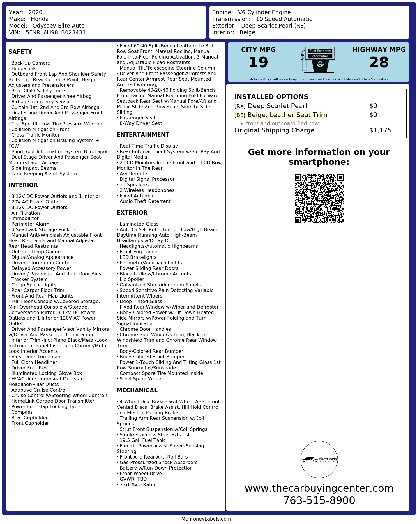 Monroney Label